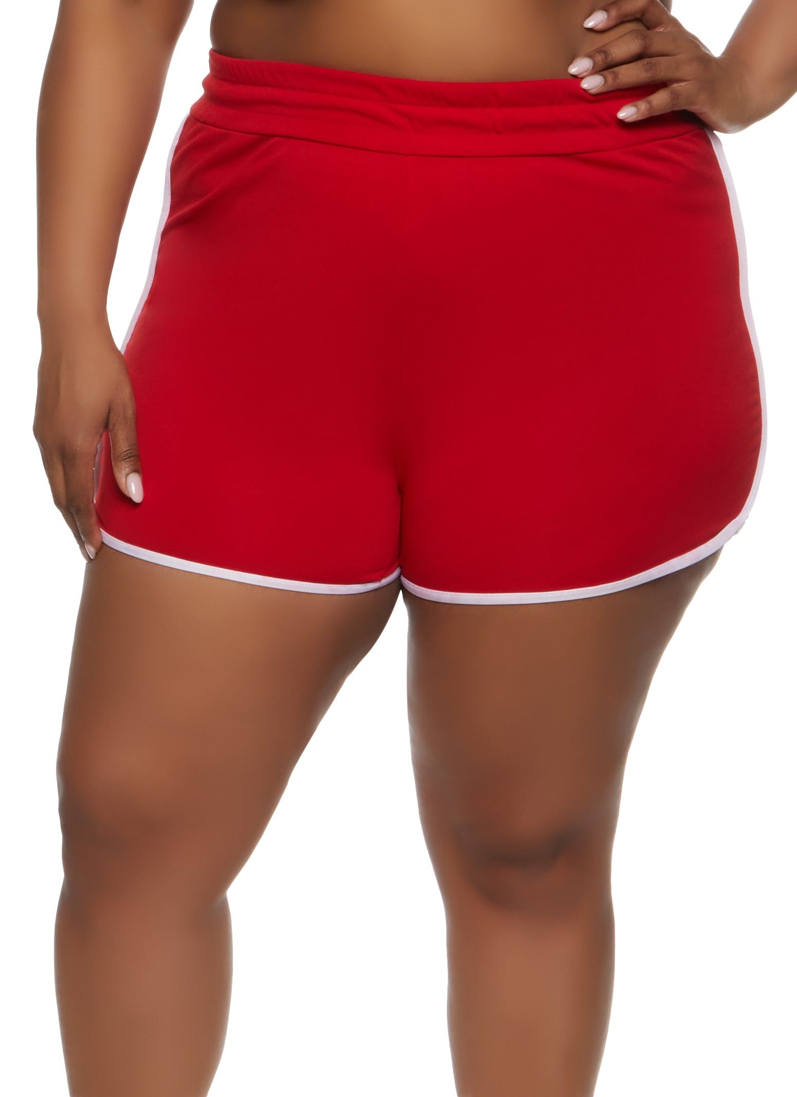 Plus Size High Waist Contrast Trim Dolphin Shorts sold by Rainbow