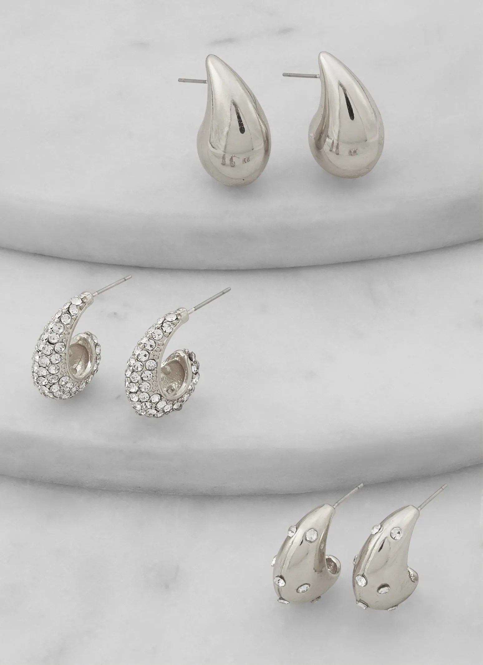 Assorted Rhinestone Teardrop Earrings Trio sold by Rainbow