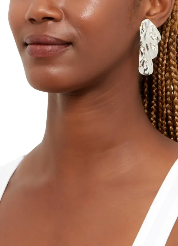 Metallic Rhinestone Abstract Statement Earrings sold by Rainbow