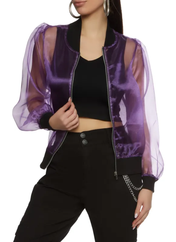 Sheer Organza Bomber Jacket sold by Rainbow