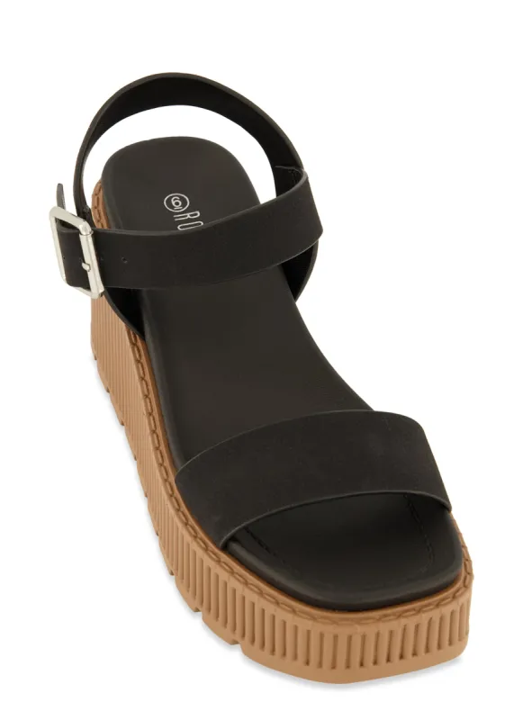 Buckle Strap Platform Wedge Sandals sold by Rainbow