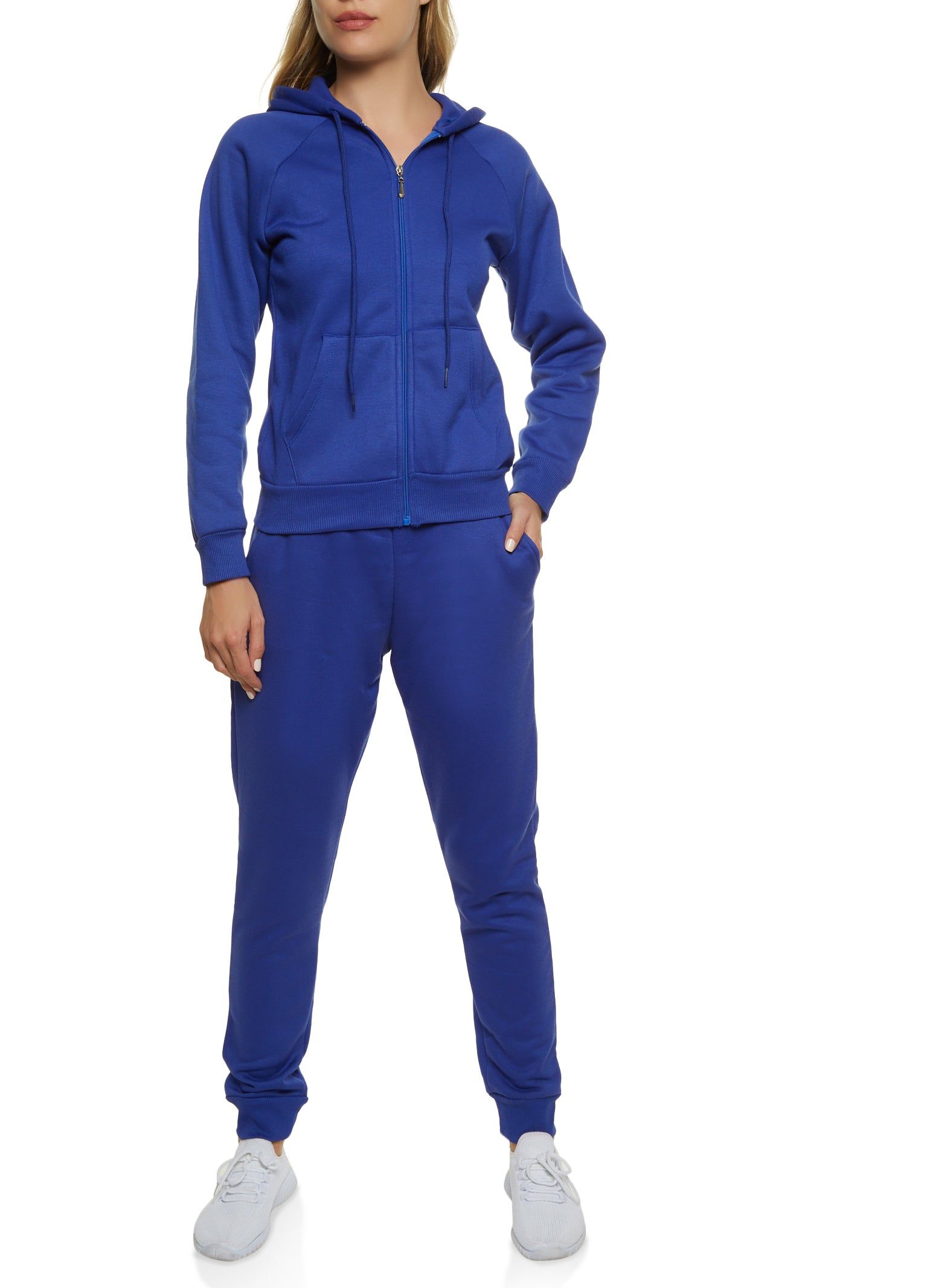 Solid Drawstring Zip Front Hoodie sold by Rainbow product image thumbnail 2