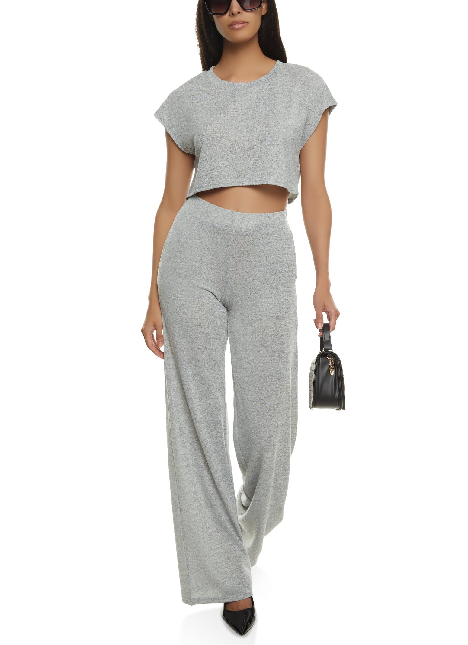 Brushed Knit Short Sleeve Crop Top sold by Rainbow product image thumbnail 2