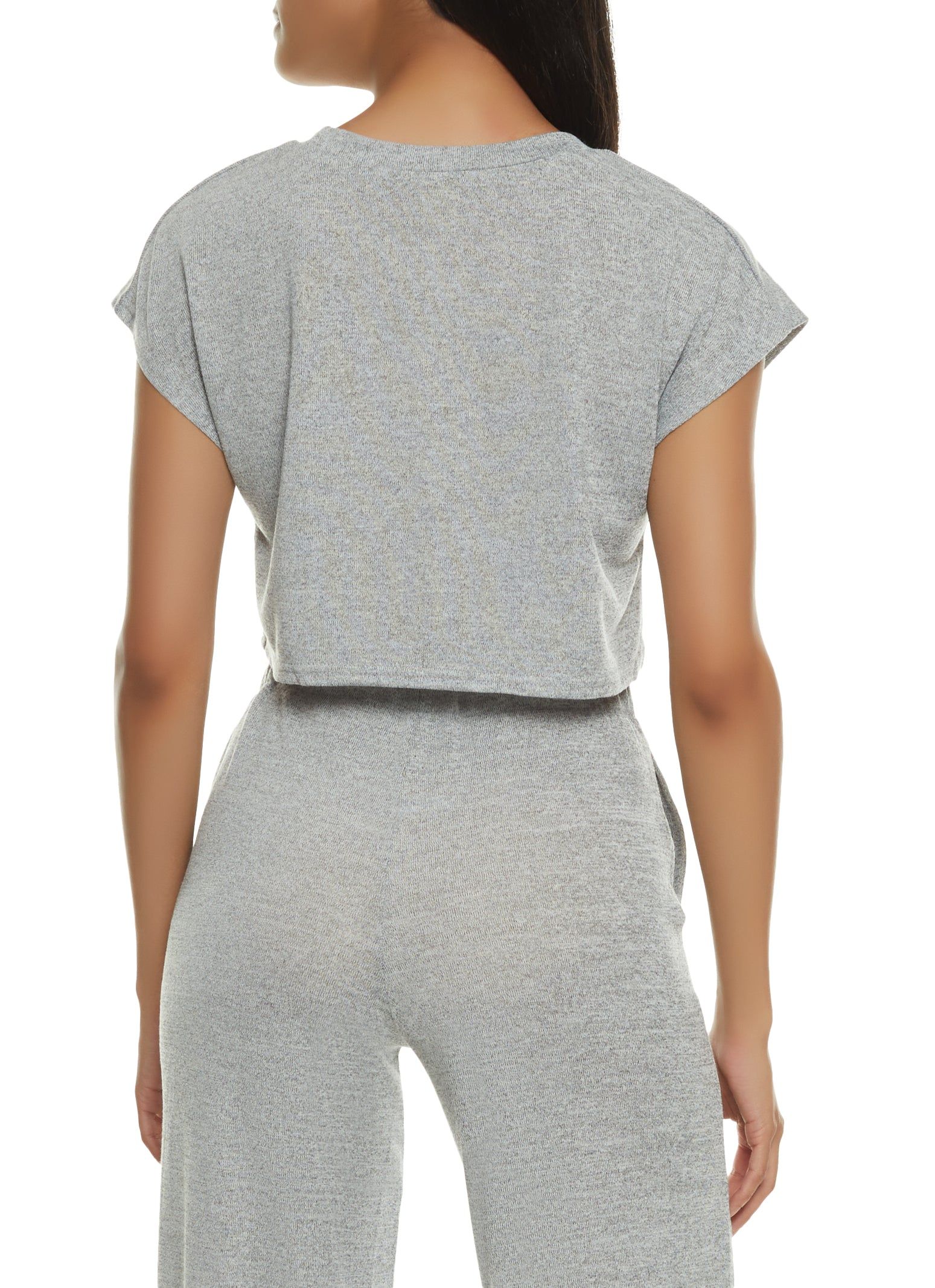 Brushed Knit Short Sleeve Crop Top sold by Rainbow product image thumbnail 3