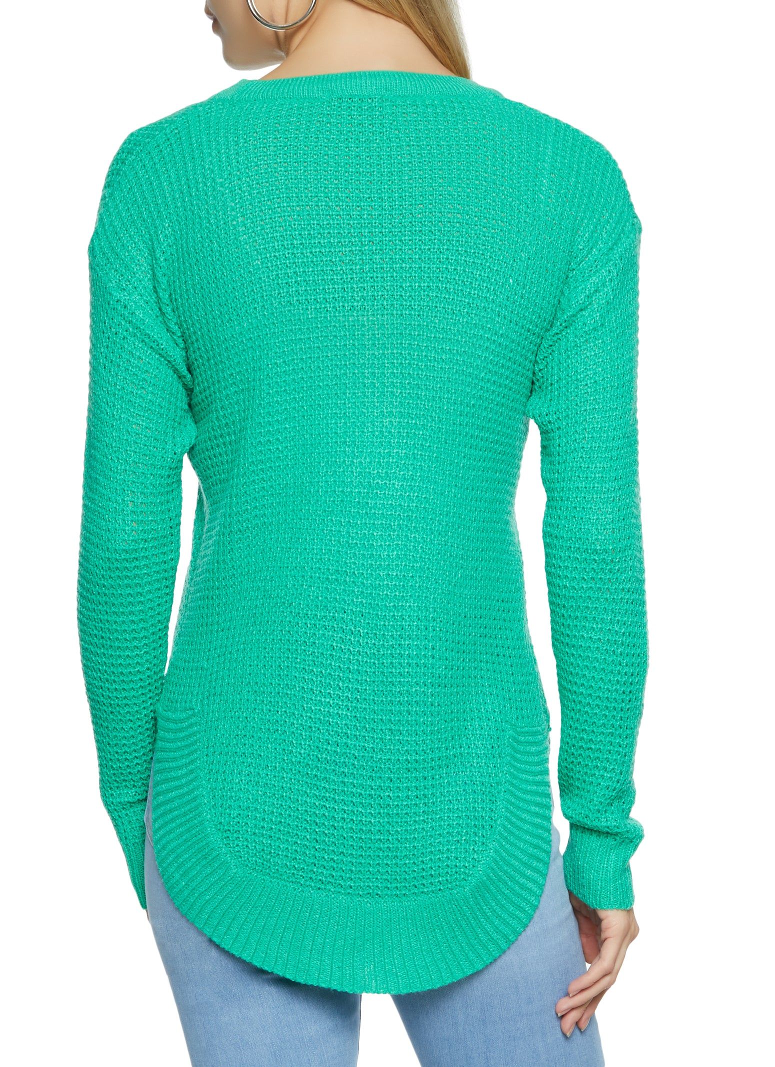 Waffle Knit Faux Button Detail Sweater sold by Rainbow product image thumbnail 2