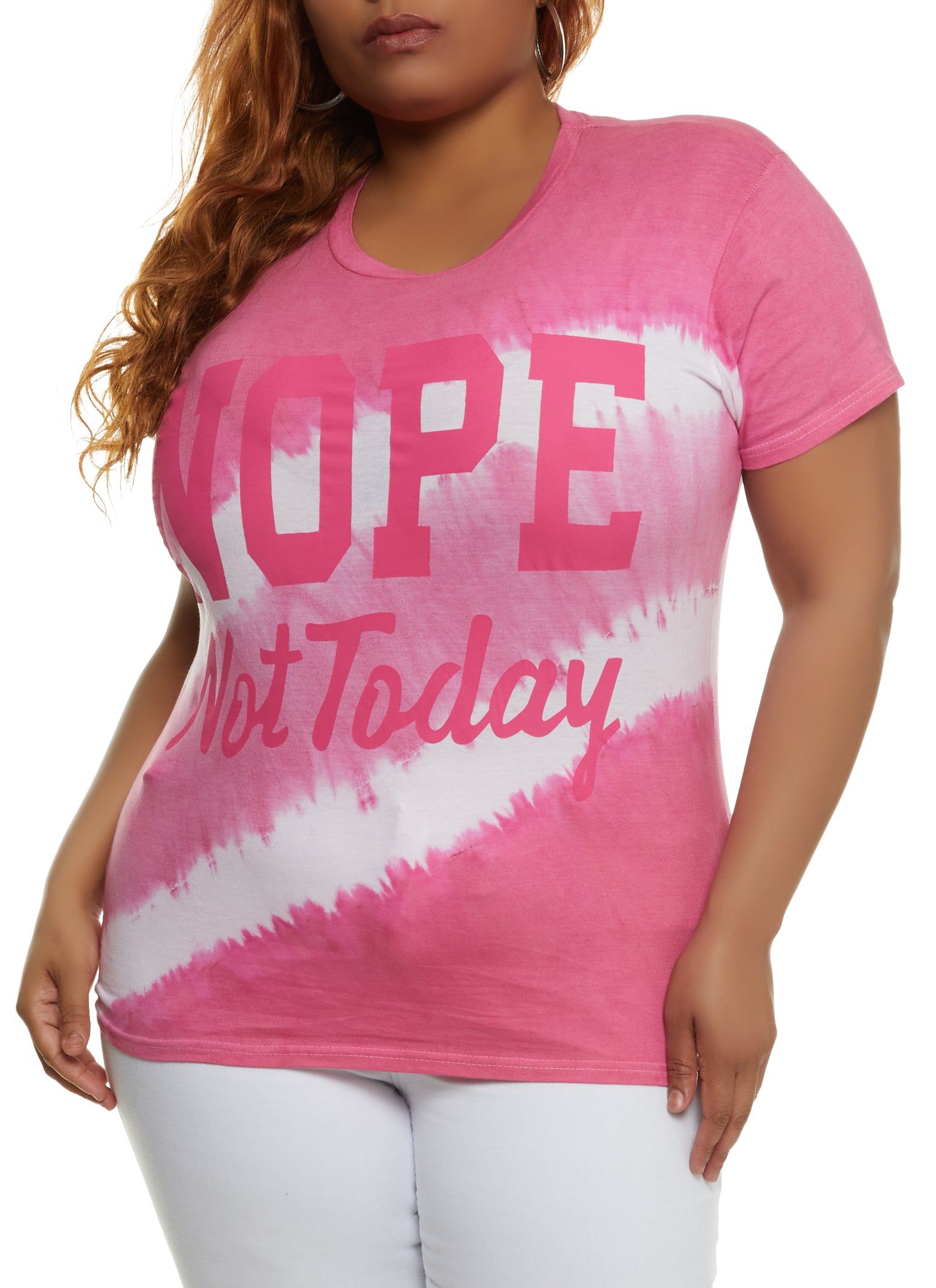 Plus Size Tie Dye Nope Not Today Tee sold by Rainbow