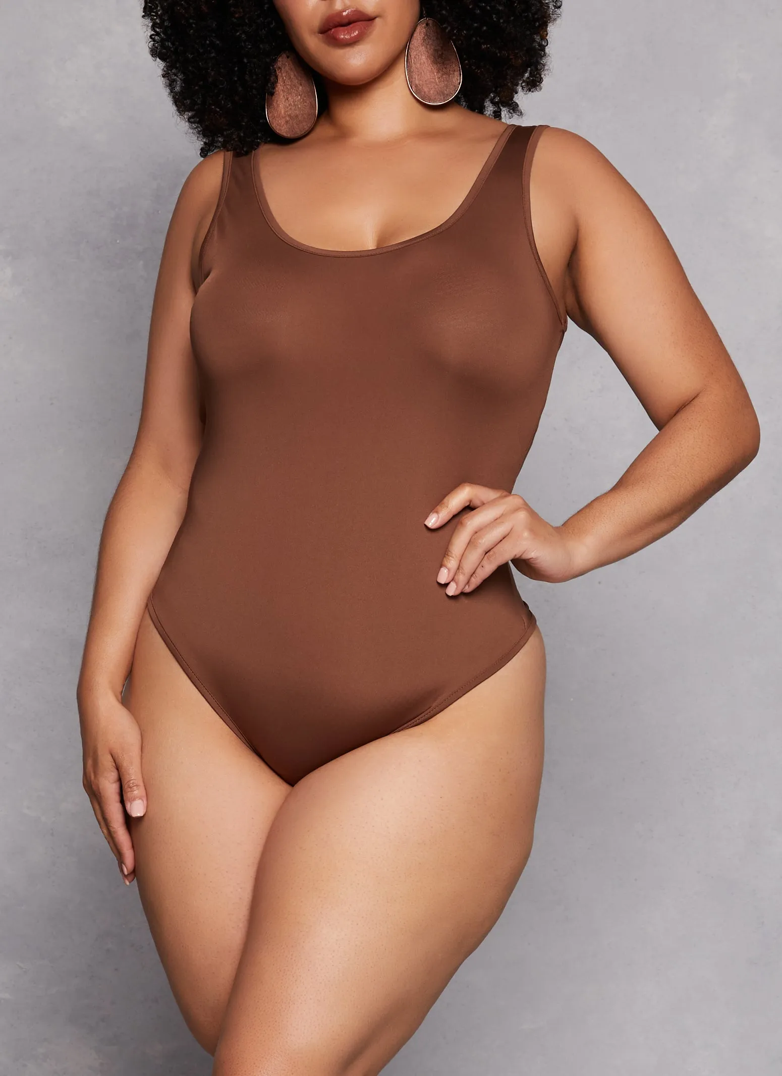 Plus Size Daisy Scoop Neck Tank Bodysuit sold by Rainbow