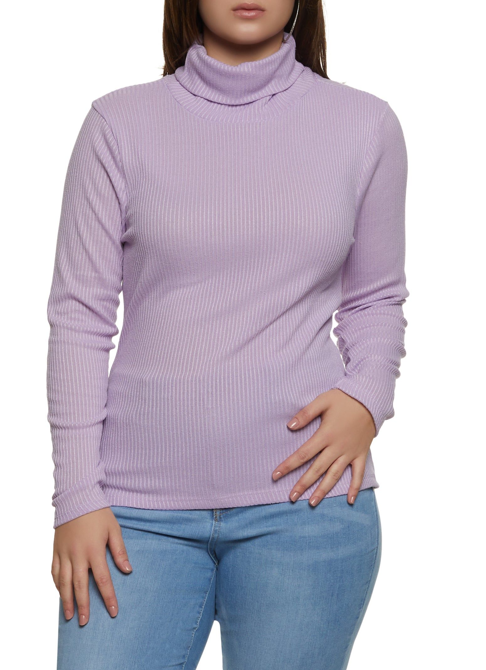 Plus Size Ribbed Turtleneck Top sold by Rainbow