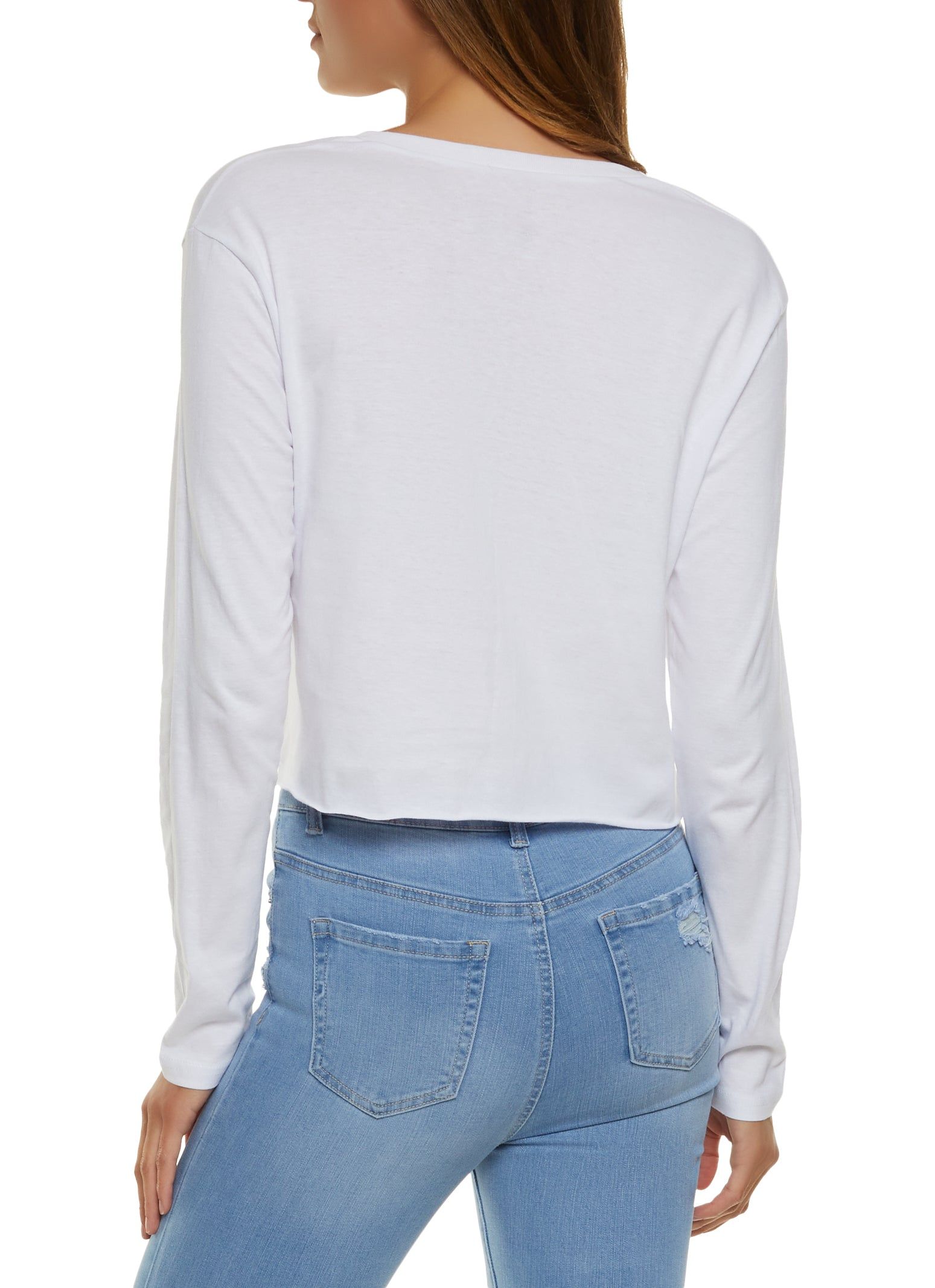 Notch Neck Raw Hem Crop Top sold by Rainbow product image thumbnail 2