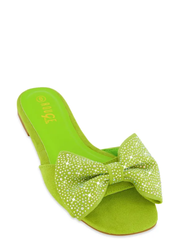 Rhinestone Bow Flat Sandals sold by Rainbow