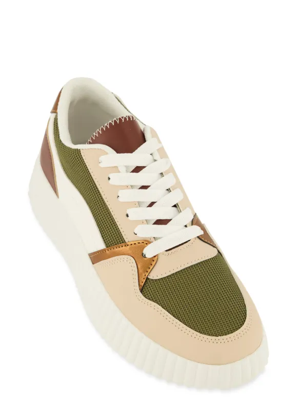 Color Block Platform Sneakers sold by Rainbow