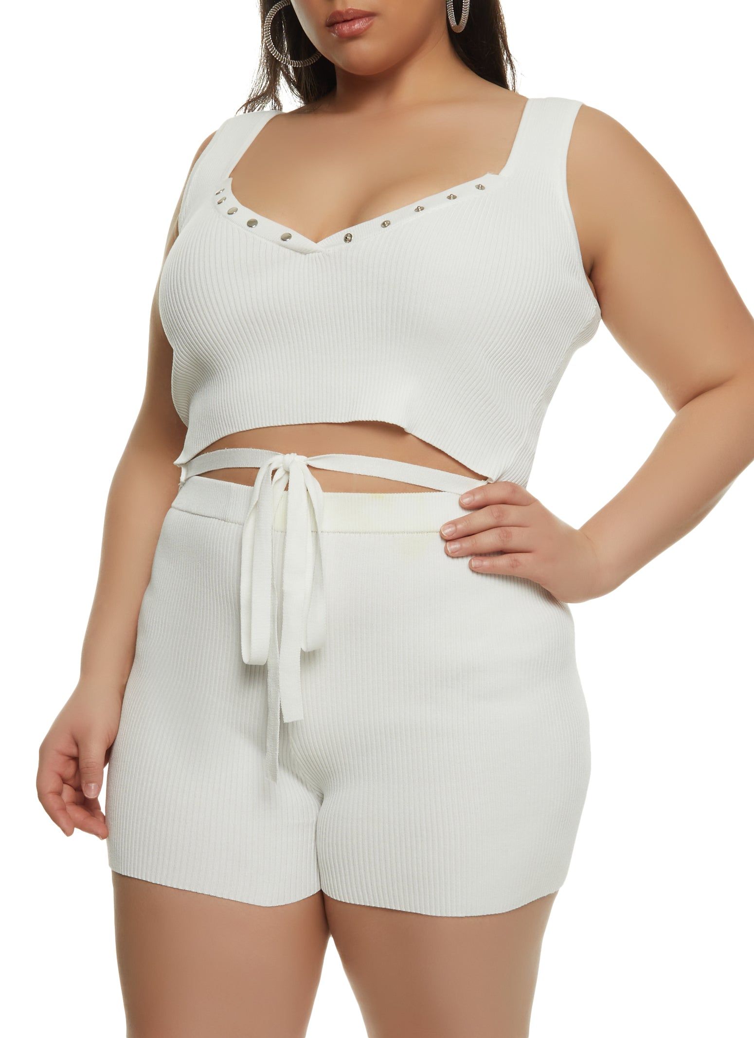 Plus Size Daisy Tie Front Cropped Tank Top sold by Rainbow product image thumbnail 2