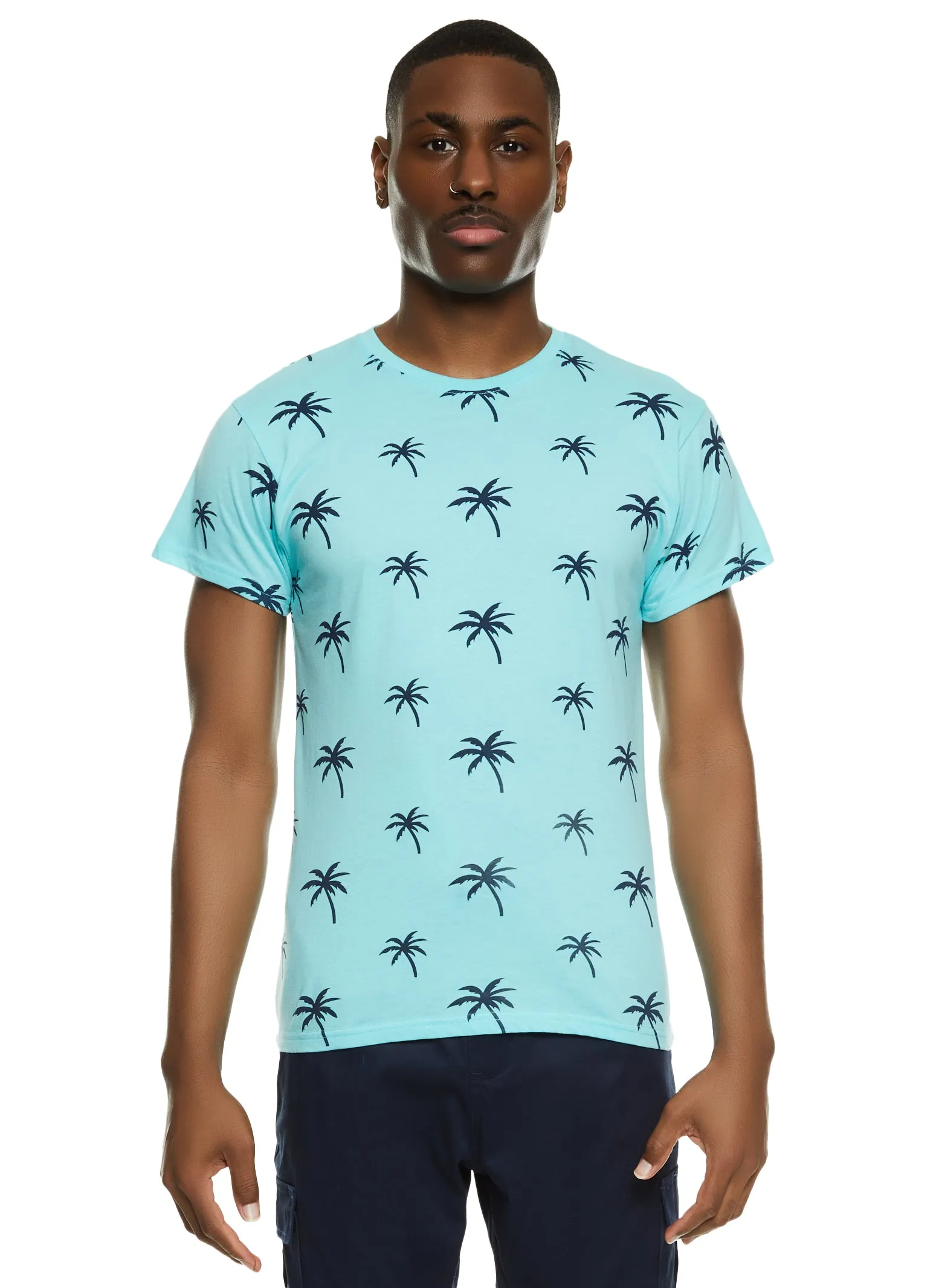 Mens Palm Tree Printed Graphic Tee sold by Rainbow