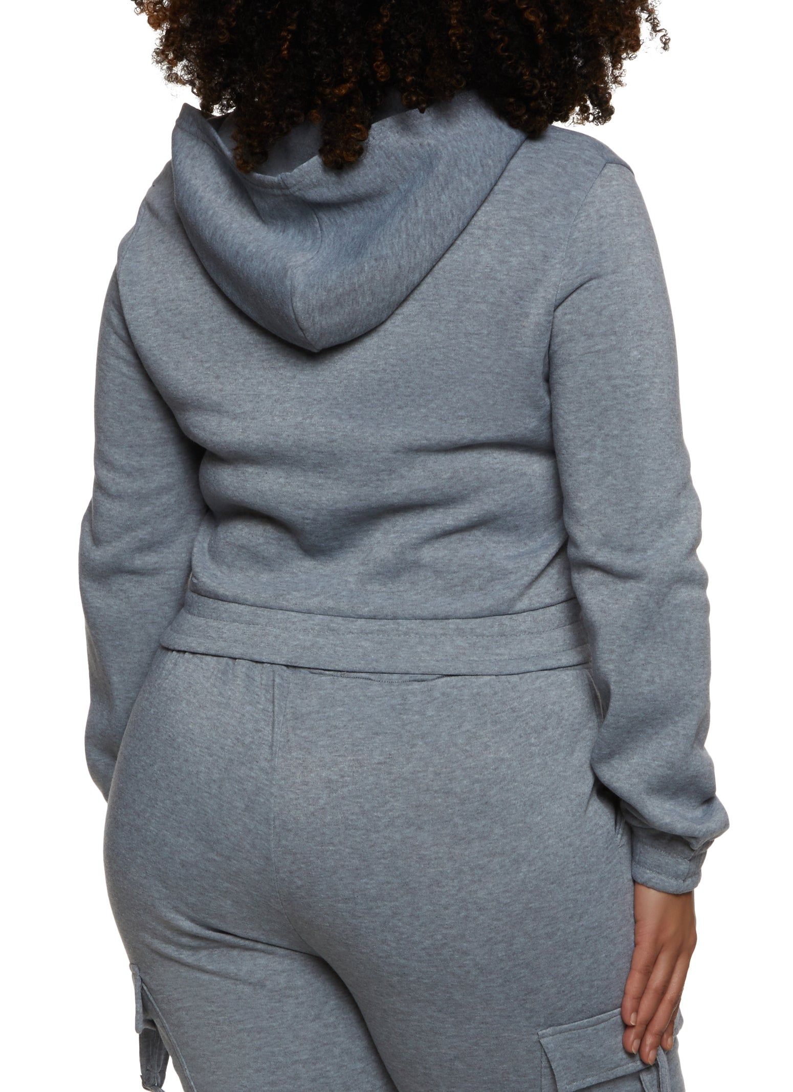 Plus Size Pocket Detail Zip Front Hoodie sold by Rainbow product image thumbnail 3