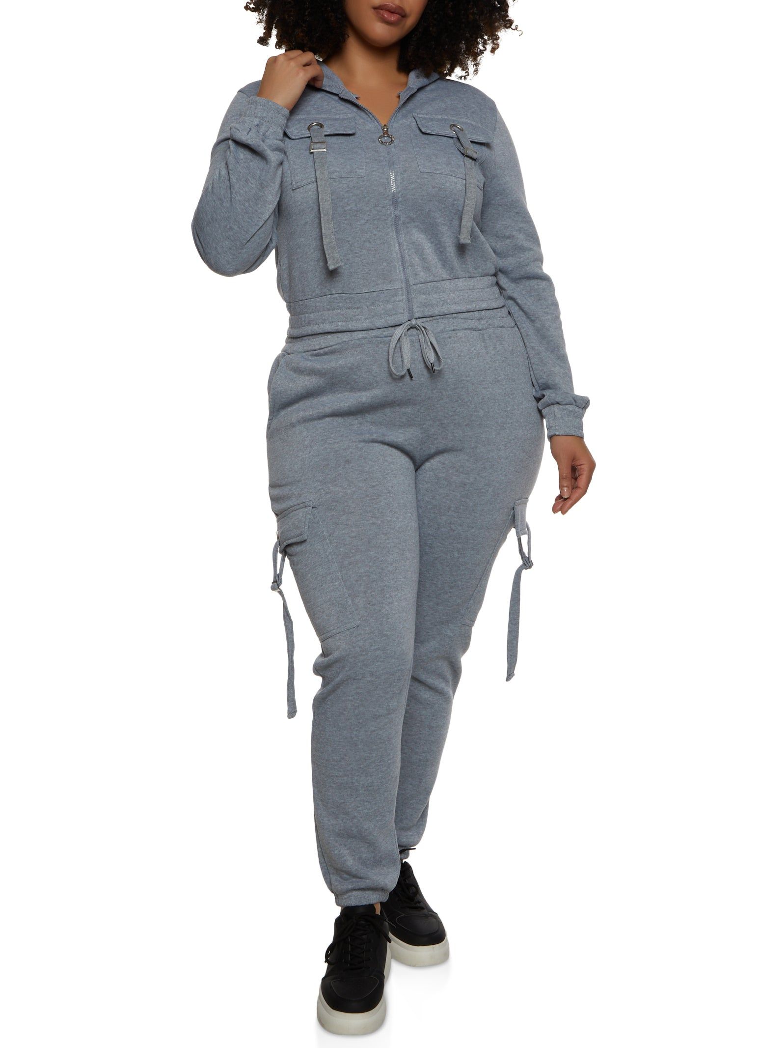 Plus Size Pocket Detail Zip Front Hoodie sold by Rainbow product image thumbnail 2