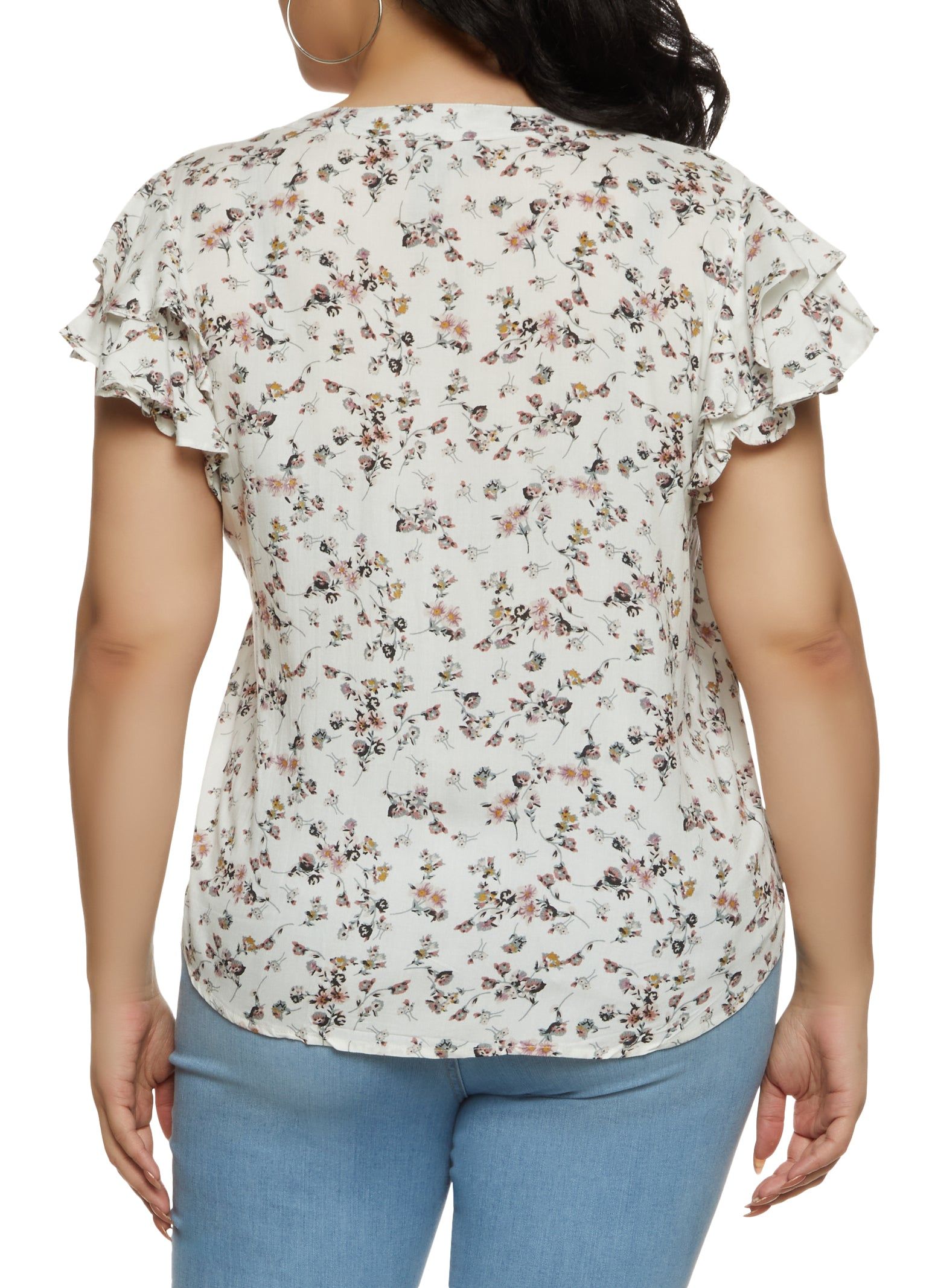 Plus Size Floral Print Flutter Sleeve Blouse sold by Rainbow product image thumbnail 2