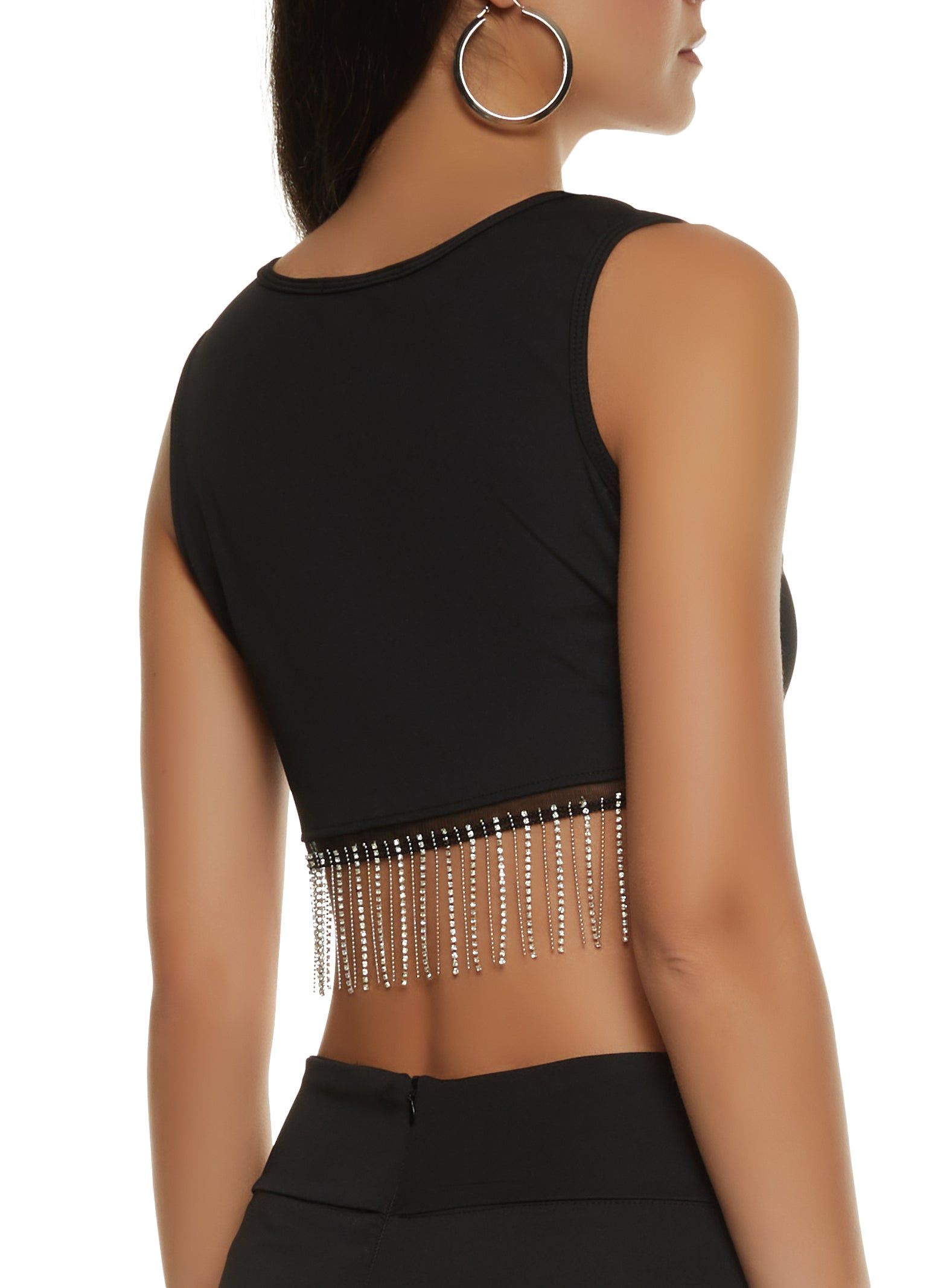 Rhinestone Fringe Trim Crop Top sold by Rainbow product image thumbnail 3