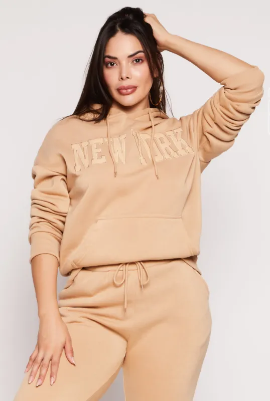 Plus Size New York Chenille Graphic Pullover Hoodie sold by Rainbow