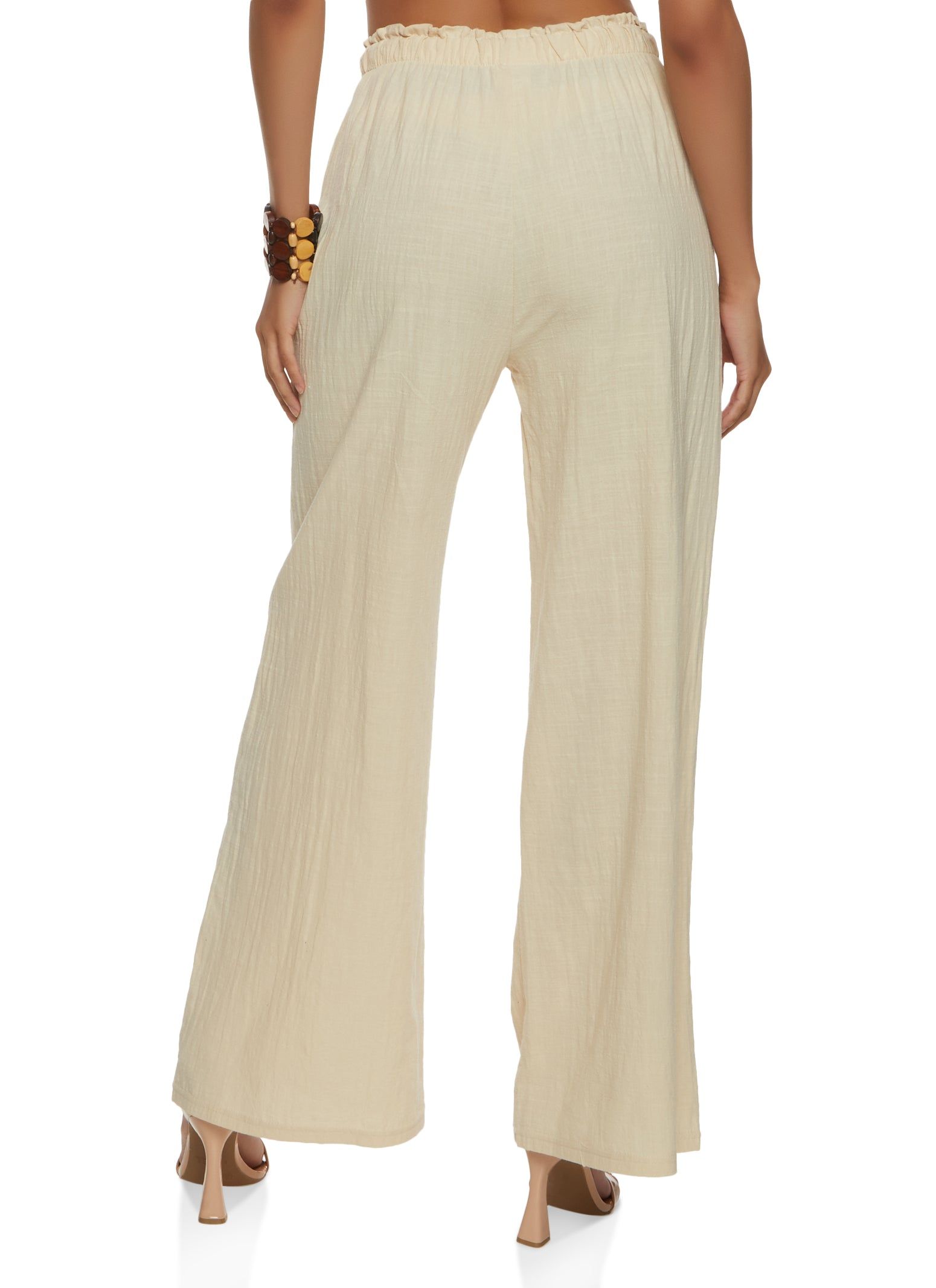 Drawstring Paper Bag Waist Palazzo Pants sold by Rainbow product image thumbnail 2
