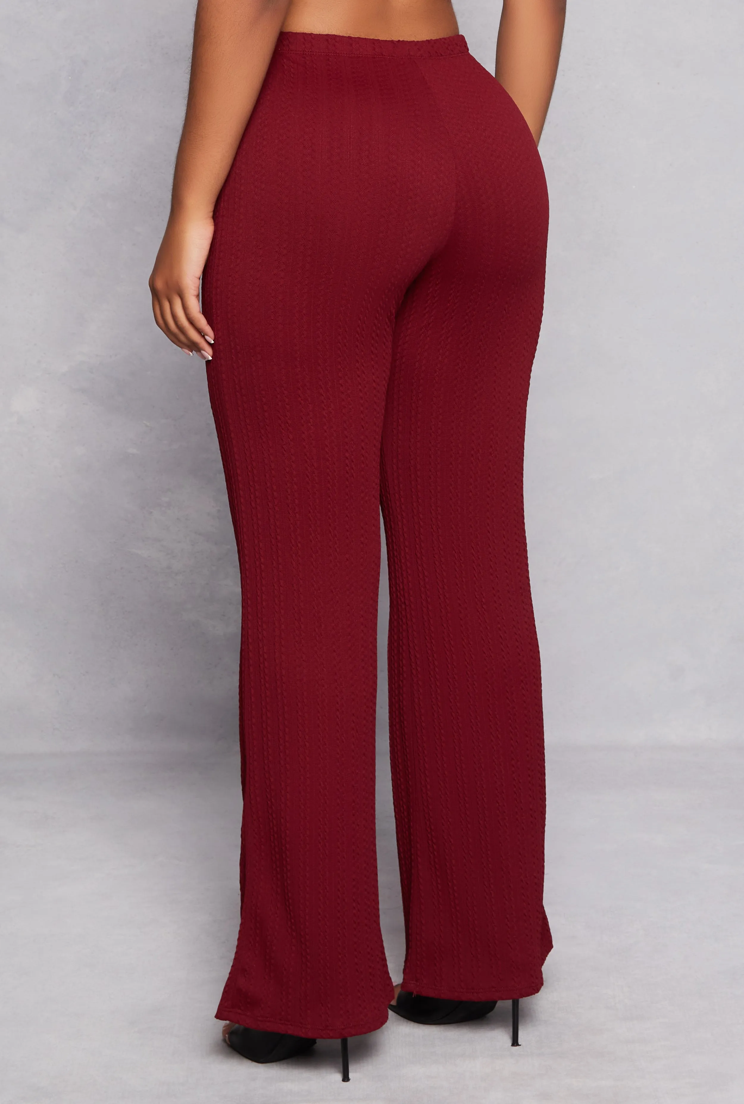 Textured Knit Wide Leg High Waist Pants sold by Rainbow product image thumbnail 3