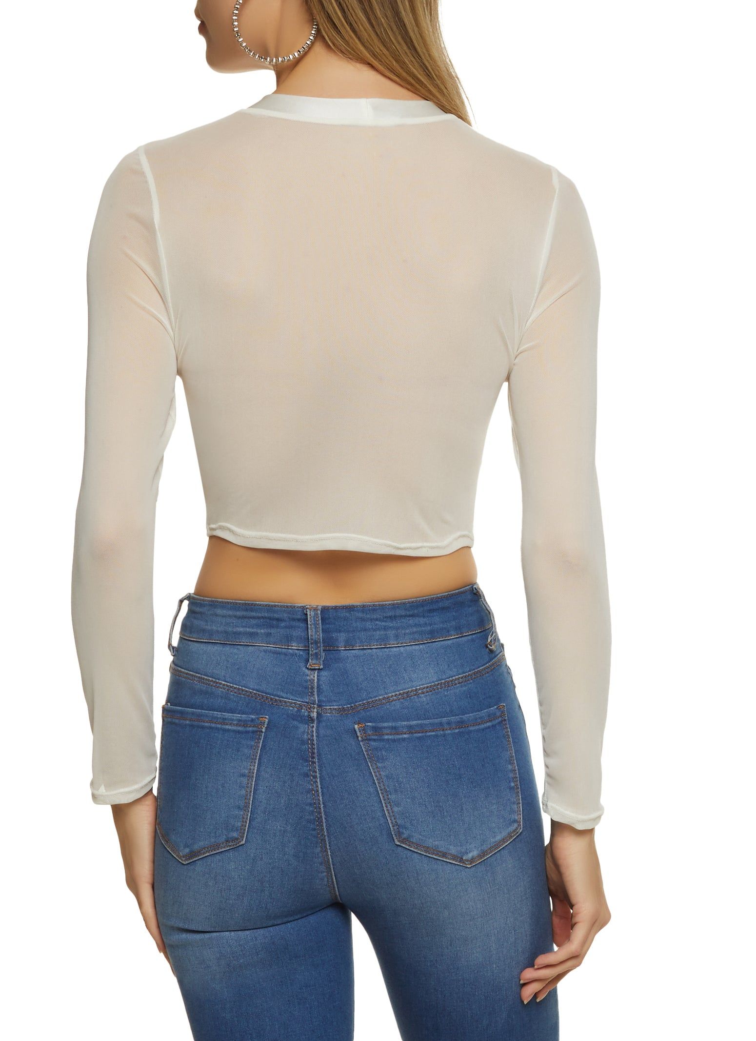 Rhinestone Detail Mesh Back Crop Top sold by Rainbow product image thumbnail 2