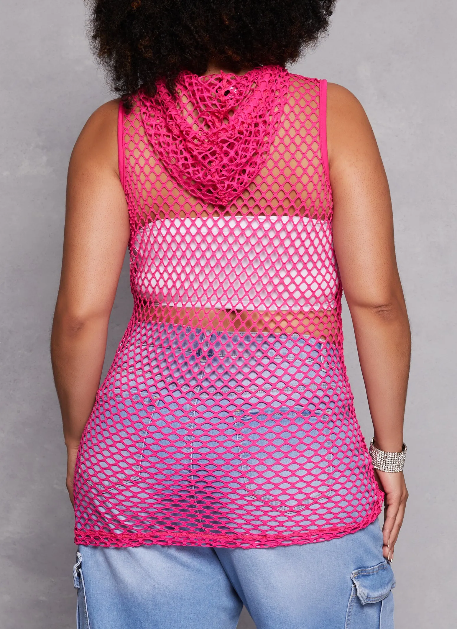 Plus Size Fishnet Savage Rhinestone Graphic Hoodie sold by Rainbow product image thumbnail 3