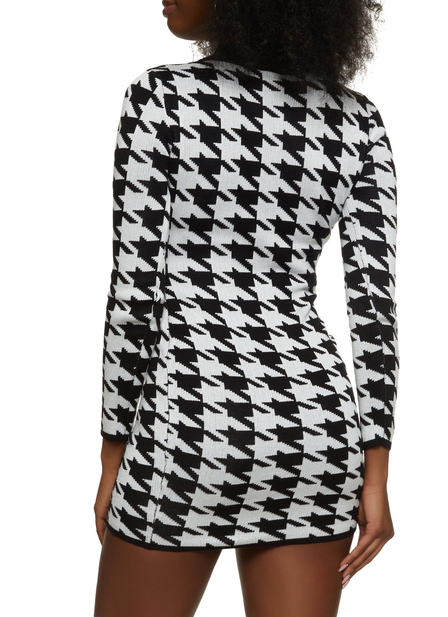 Mock Neck Houndstooth Keyhole Sweater Dress sold by Rainbow product image thumbnail 3