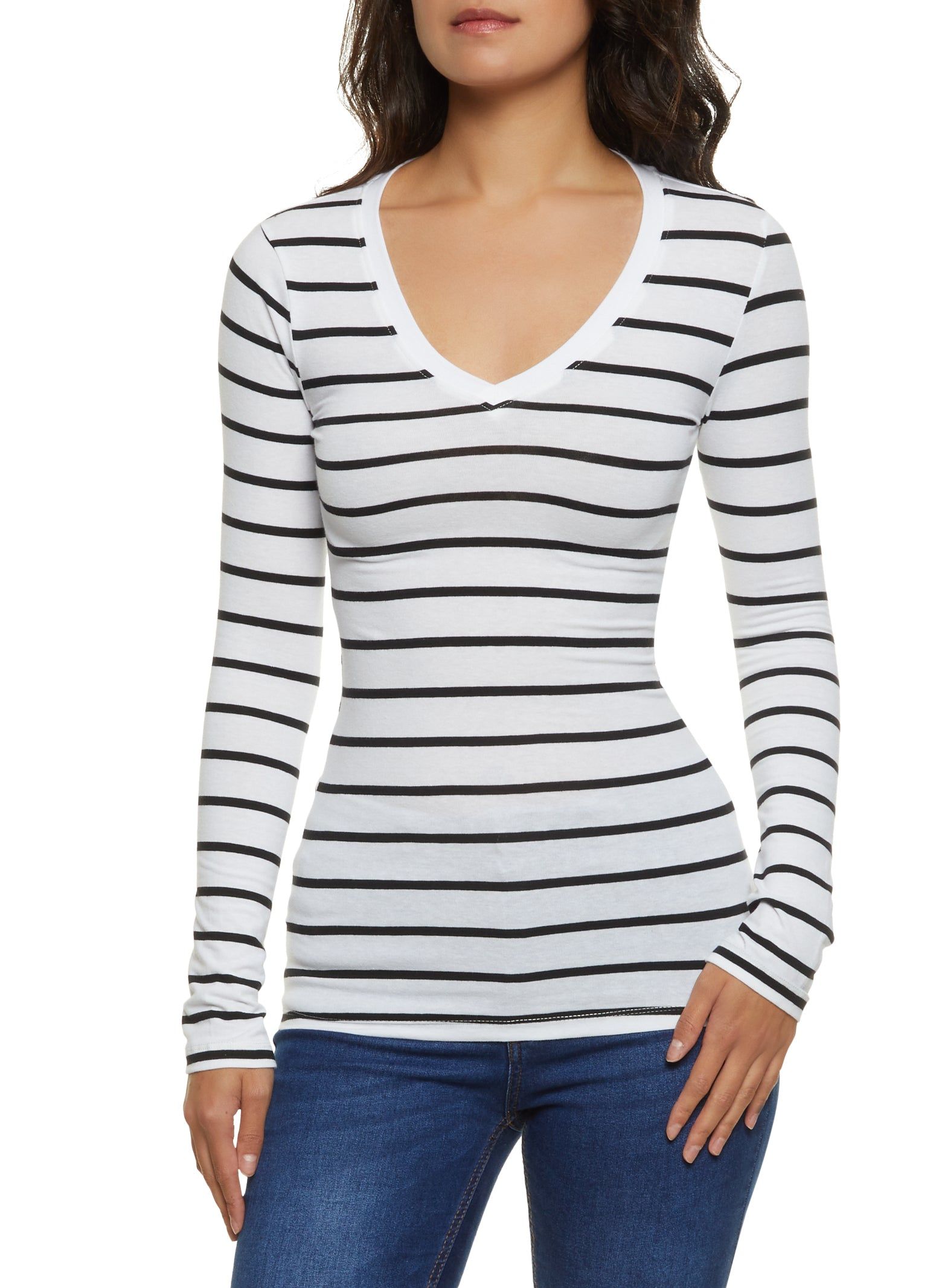 Striped V Neck Tee sold by Rainbow