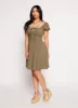 Keyhole Scoop Neck Smocked Waist Peasant Dress sold by Rainbow