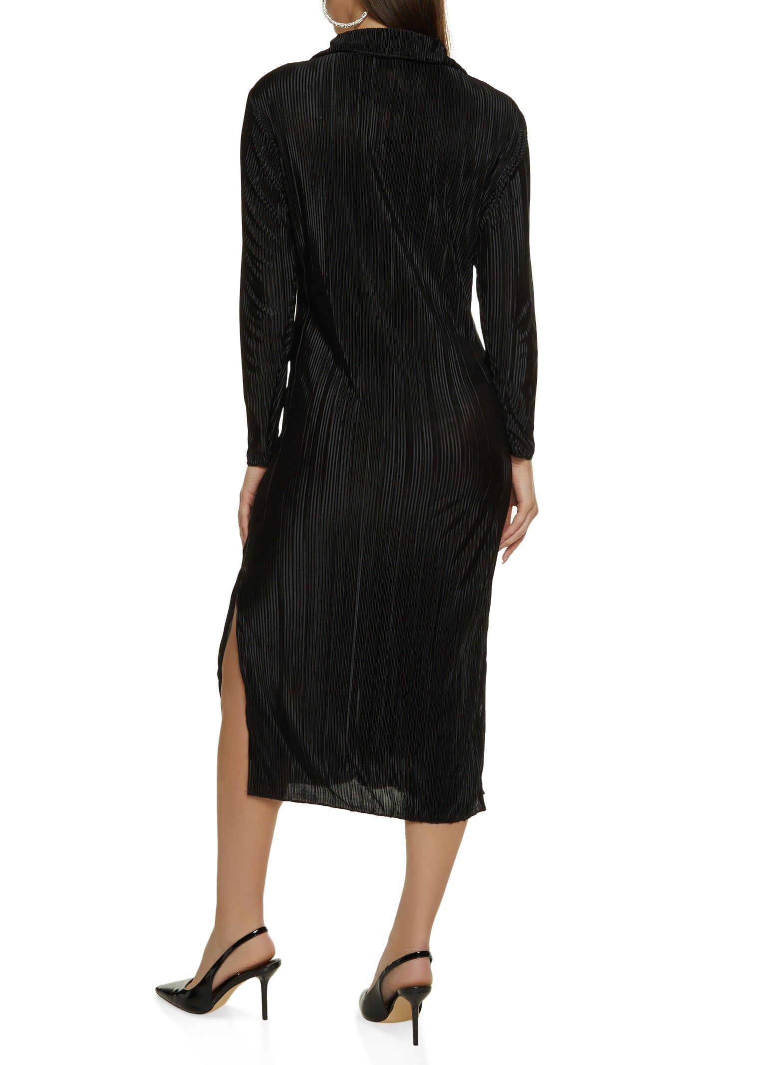 Plisse Button Front Maxi Shirt Dress sold by Rainbow product image thumbnail 3