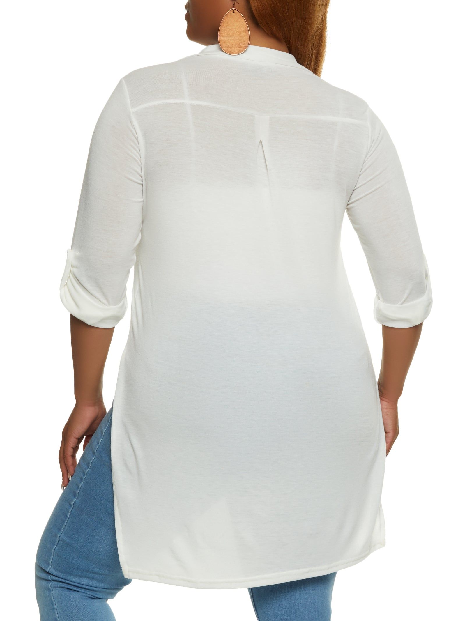 Plus Size Tie Front High Low Shirt sold by Rainbow product image thumbnail 2