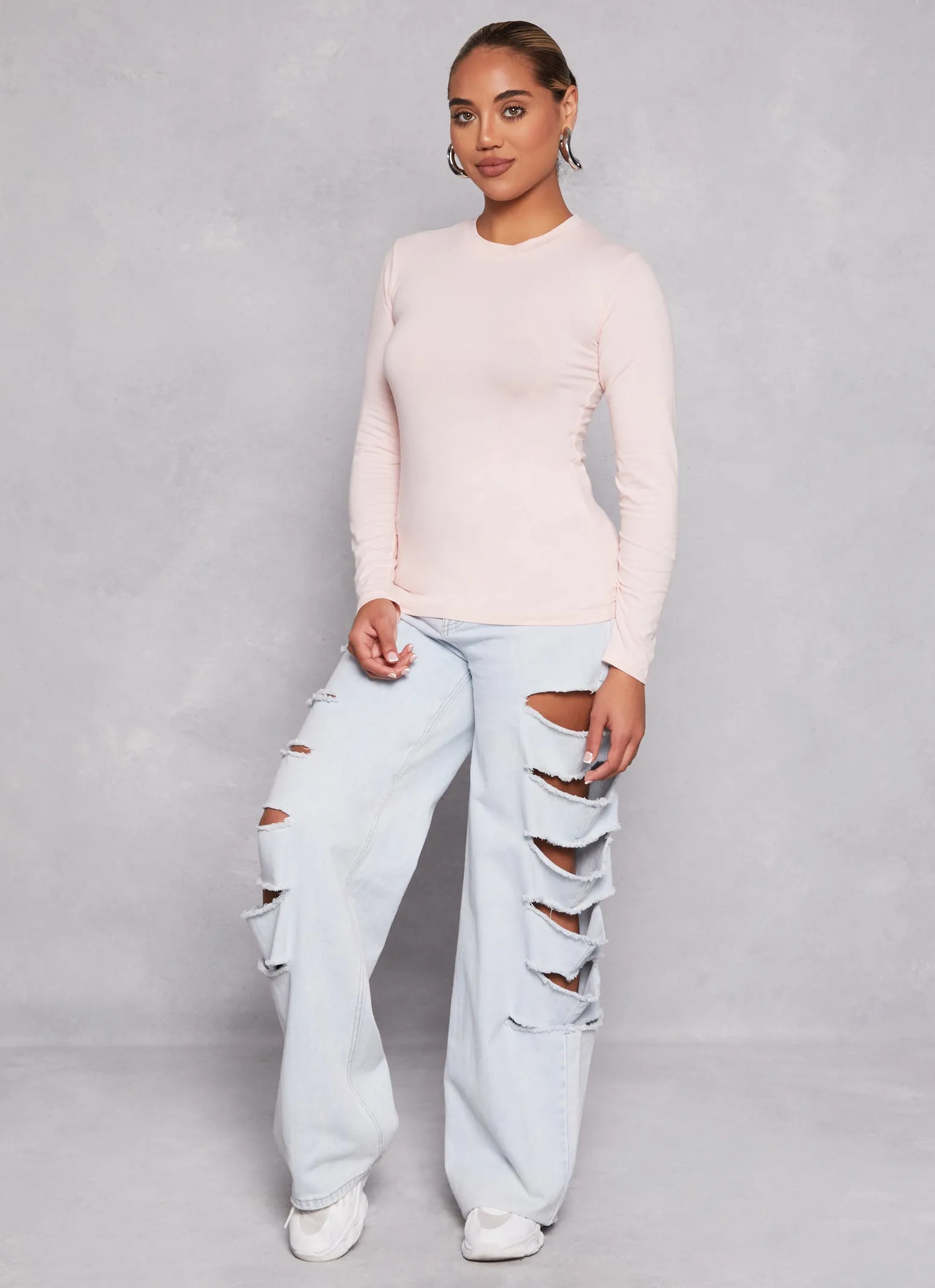 Basic Long Sleeve Crew Neck Tee sold by Rainbow product image thumbnail 2