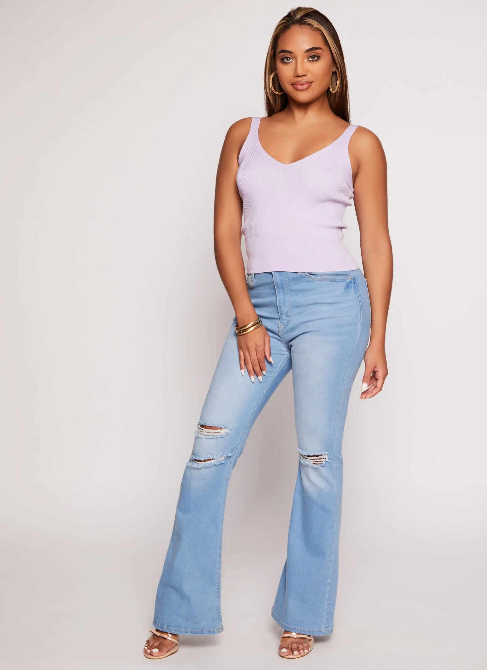 Ribbed V Neck Tank Top sold by Rainbow product image thumbnail 2