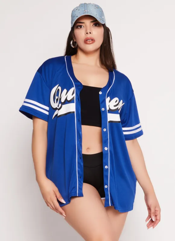 Plus Size Queen Graphic Baseball Jersey sold by Rainbow