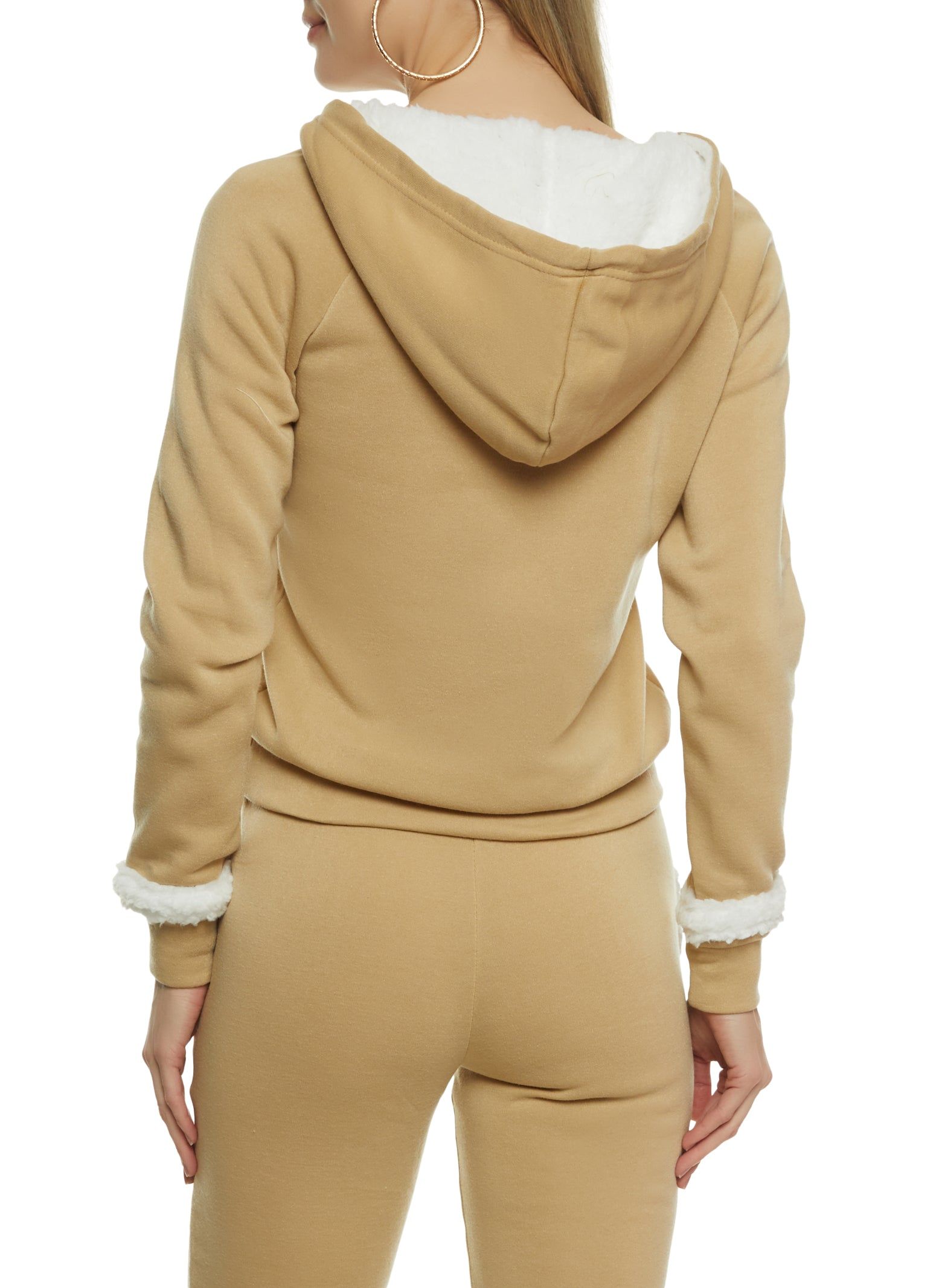 Sherpa Lined Lace Up Pullover Hoodie sold by Rainbow product image thumbnail 3