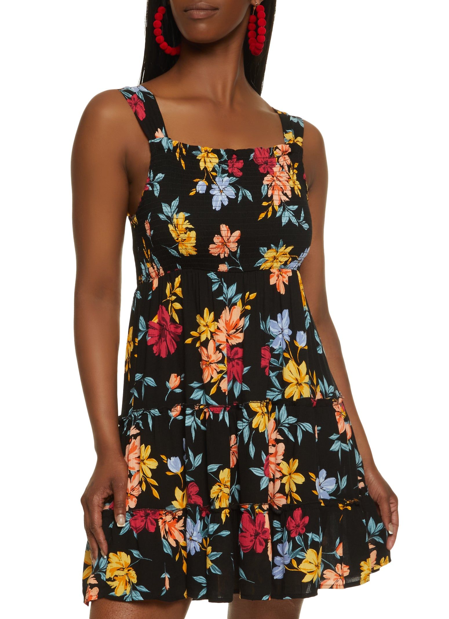 Floral Print Smocked Tiered Dress sold by Rainbow