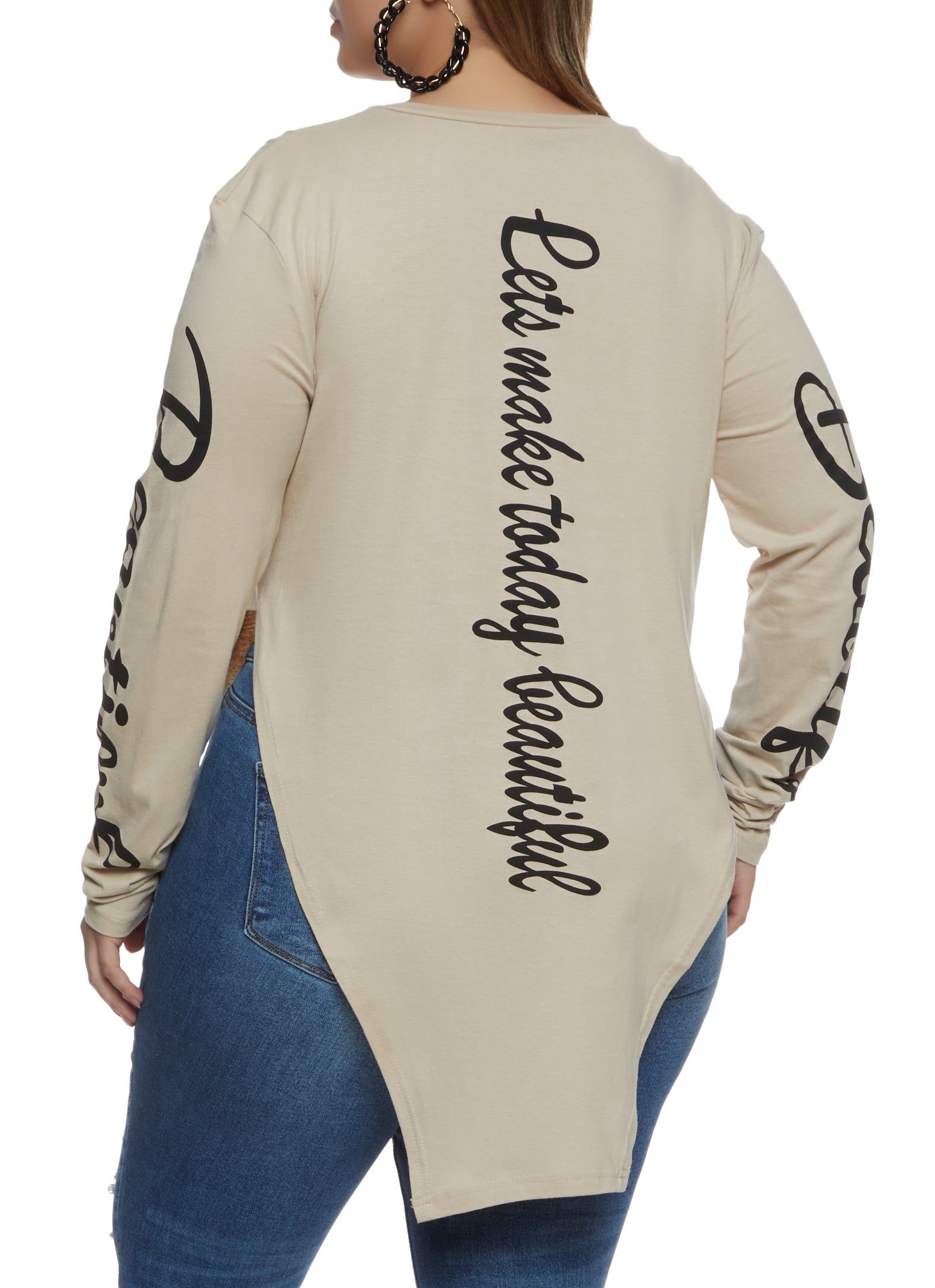 Plus Size Sequin Beautiful Hanky Hem Graphic Tee sold by Rainbow product image thumbnail 2