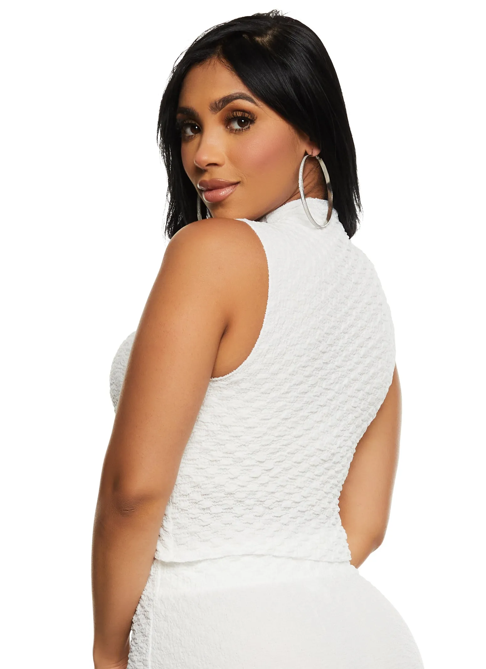 Textured Knit Mock Neck Tank Top sold by Rainbow product image thumbnail 3