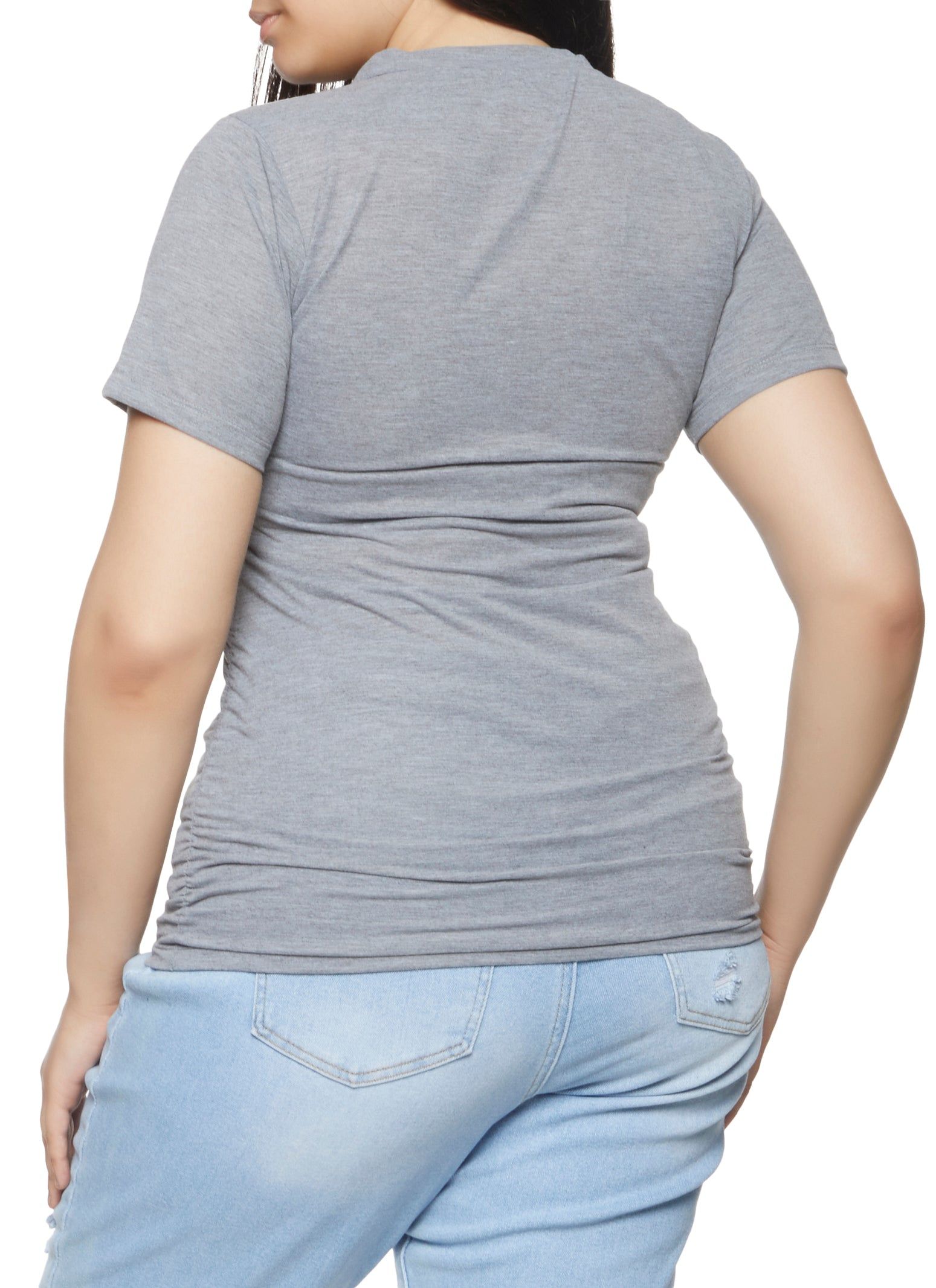 Plus Size Ruched Side Crew Neck Tee sold by Rainbow product image thumbnail 2