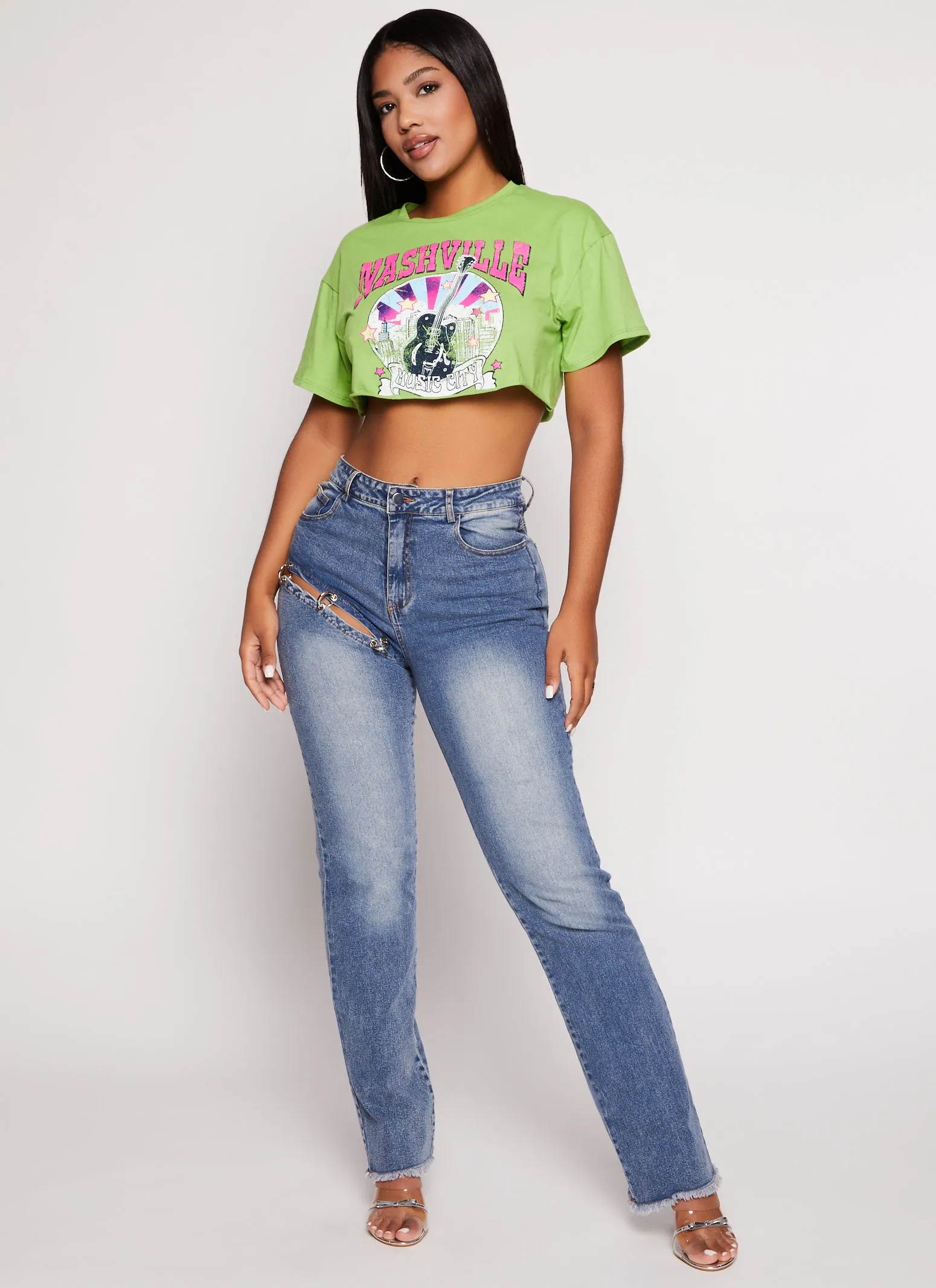Nashville Guitar Cropped Graphic Tee sold by Rainbow product image thumbnail 2