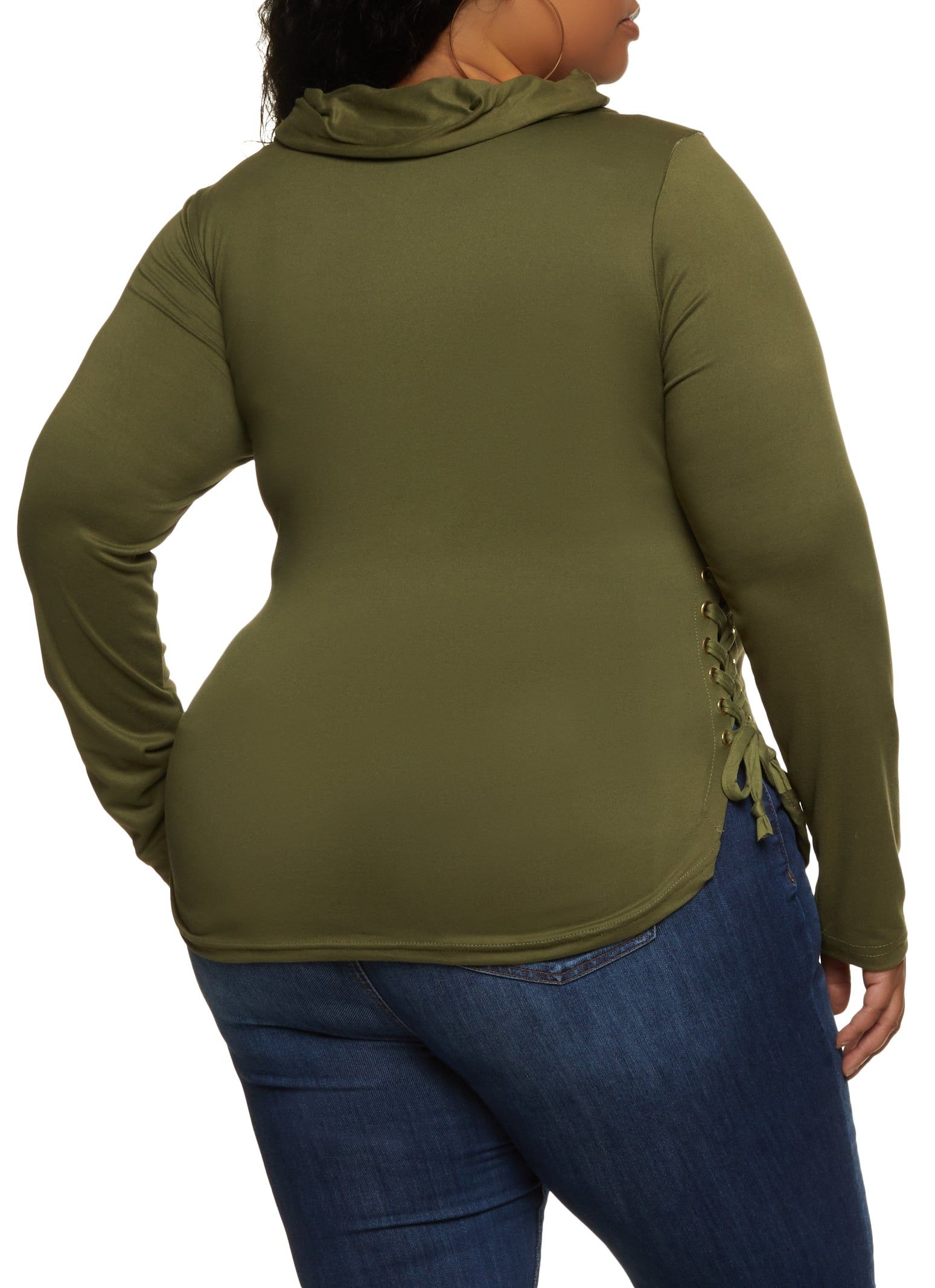 Plus Size Funnel Neck Lace Up Side Top sold by Rainbow product image thumbnail 2