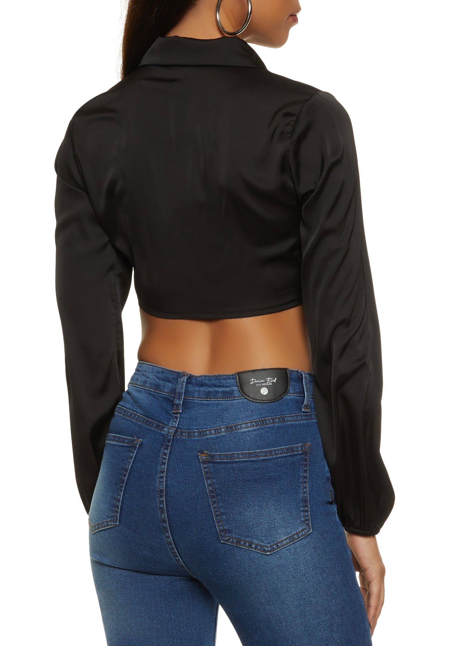 Satin Tie Front Cropped Blouse sold by Rainbow product image thumbnail 3