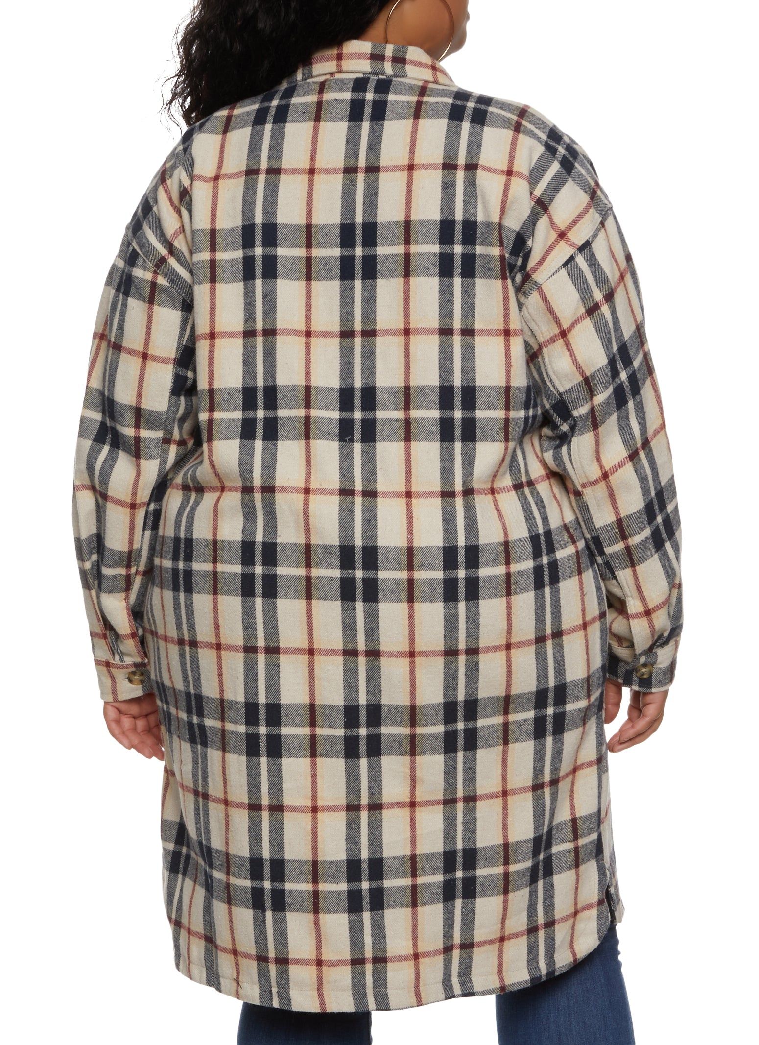 Plus Size Plaid Brushed Knit Long Line Shacket sold by Rainbow product image thumbnail 2