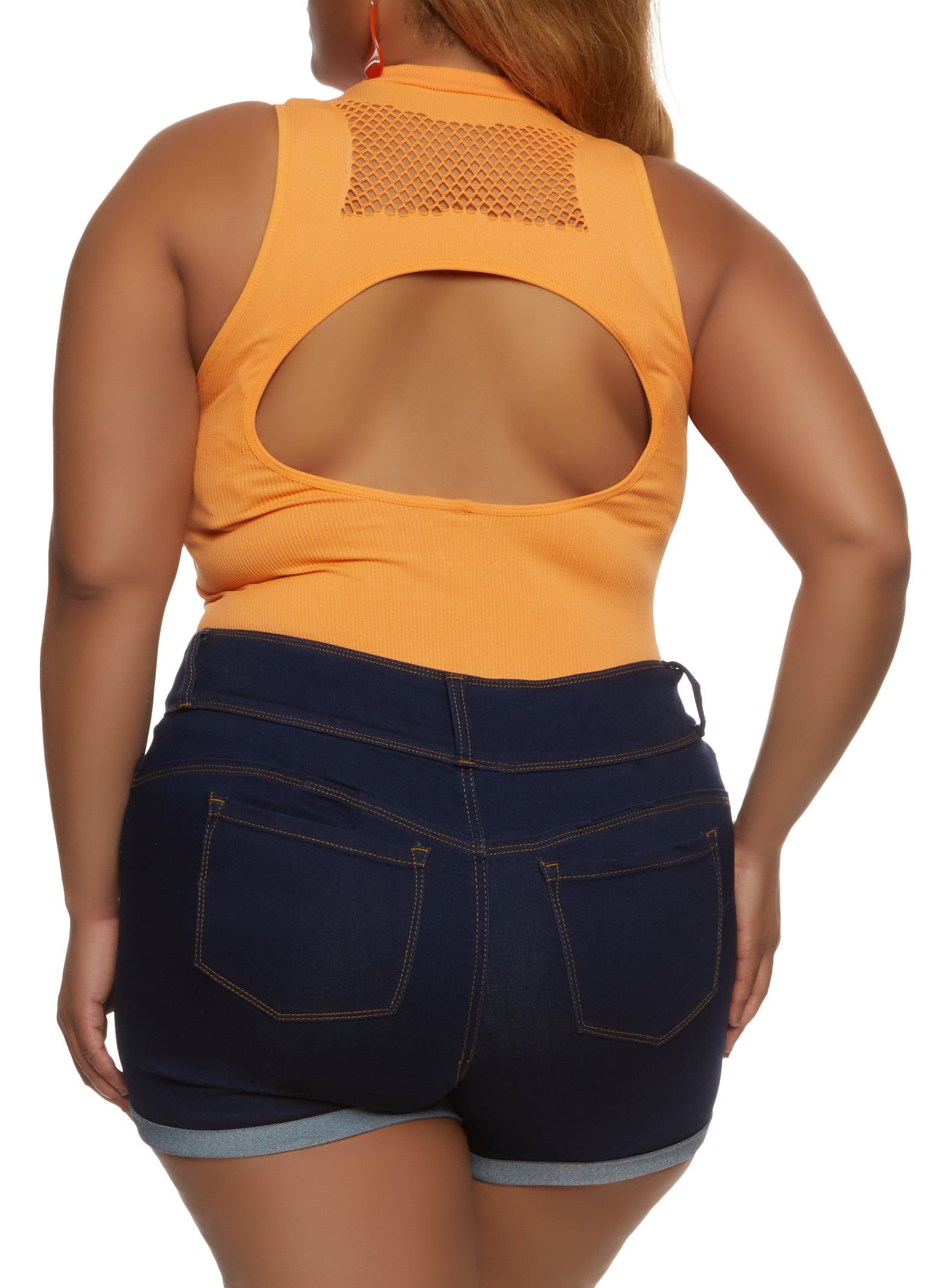 Plus Size Seamless Body Contour Fishnet Detail Bodysuit sold by Rainbow product image thumbnail 3