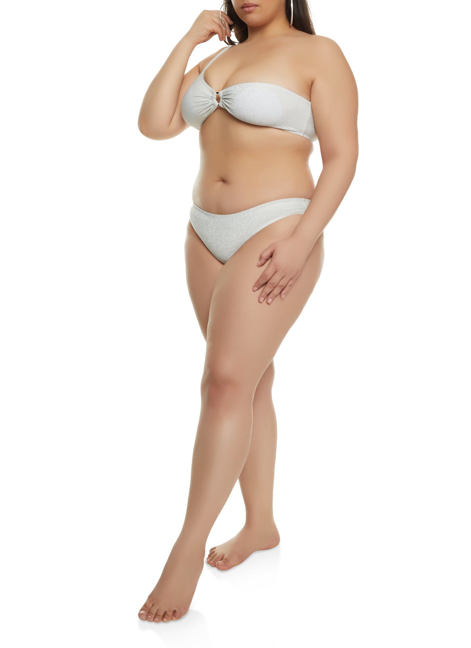 Plus Size Lurex O Ring One Shoulder Bikini Top sold by Rainbow product image thumbnail 2