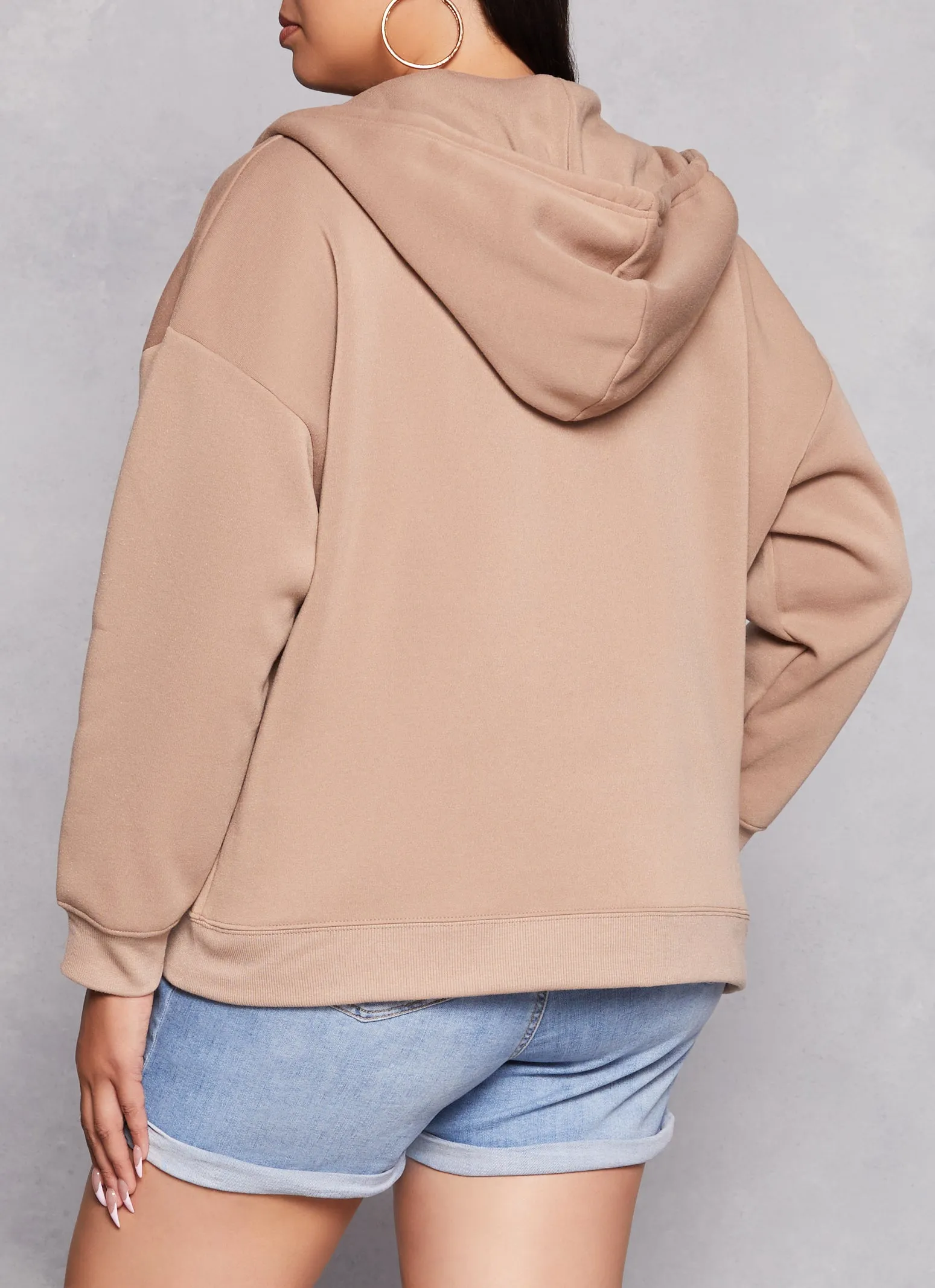 Plus Size Solid Zip Front Hoodie sold by Rainbow product image thumbnail 3