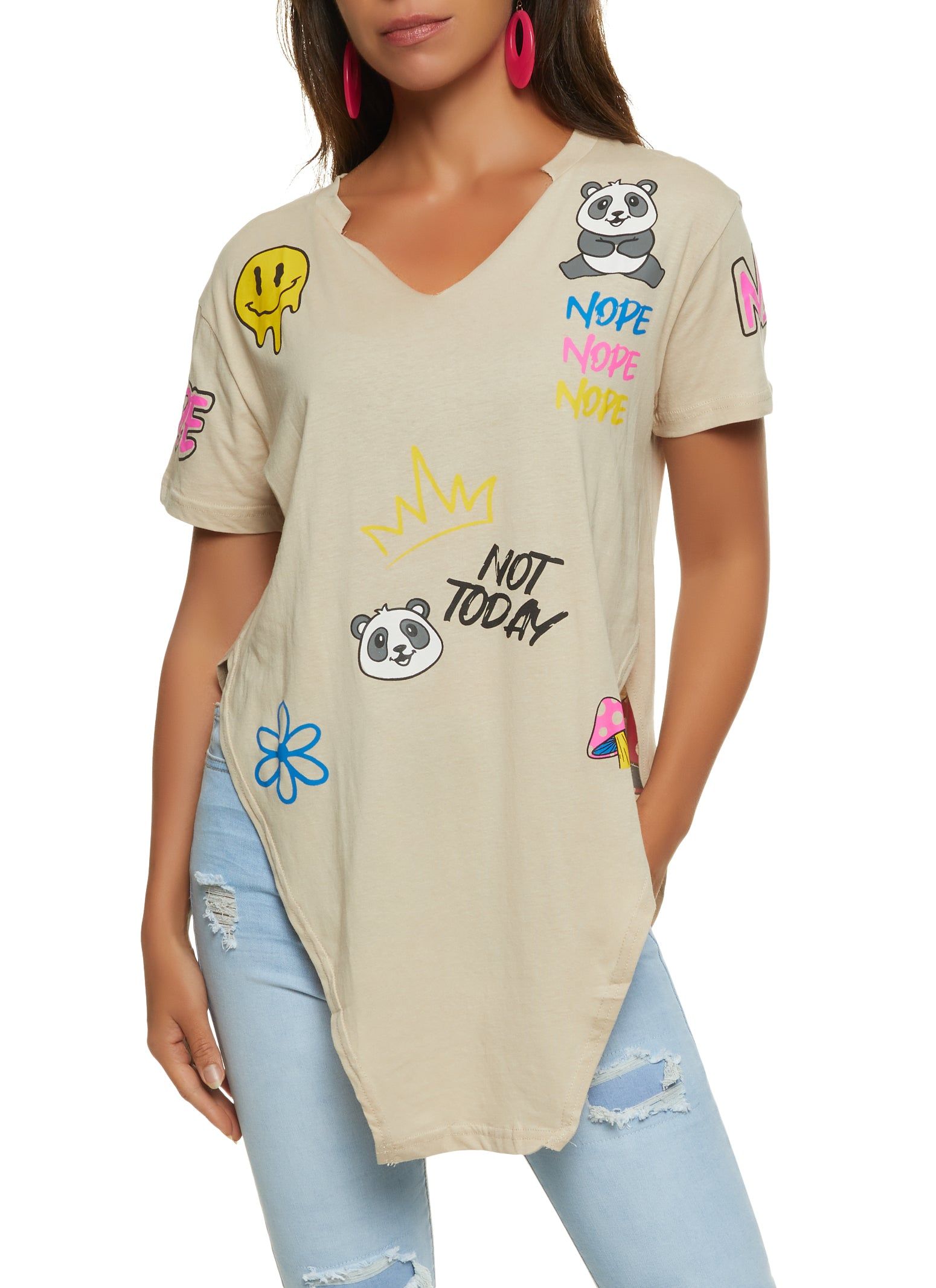 Nope Not Today Hanky Hem Back Graphic Tee sold by Rainbow