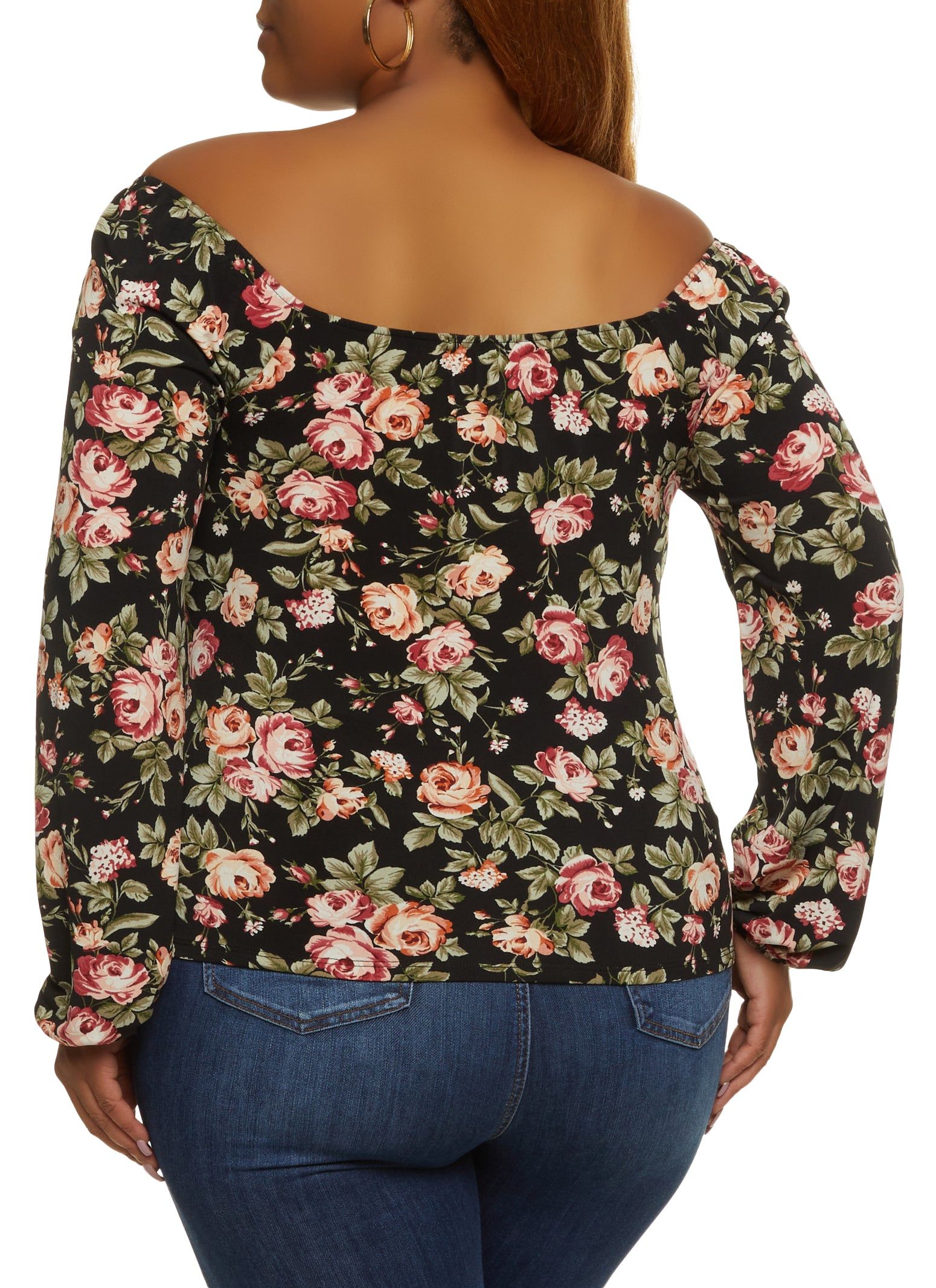 Plus Size Floral Print Off the Shoulder Peasant Top sold by Rainbow product image thumbnail 2
