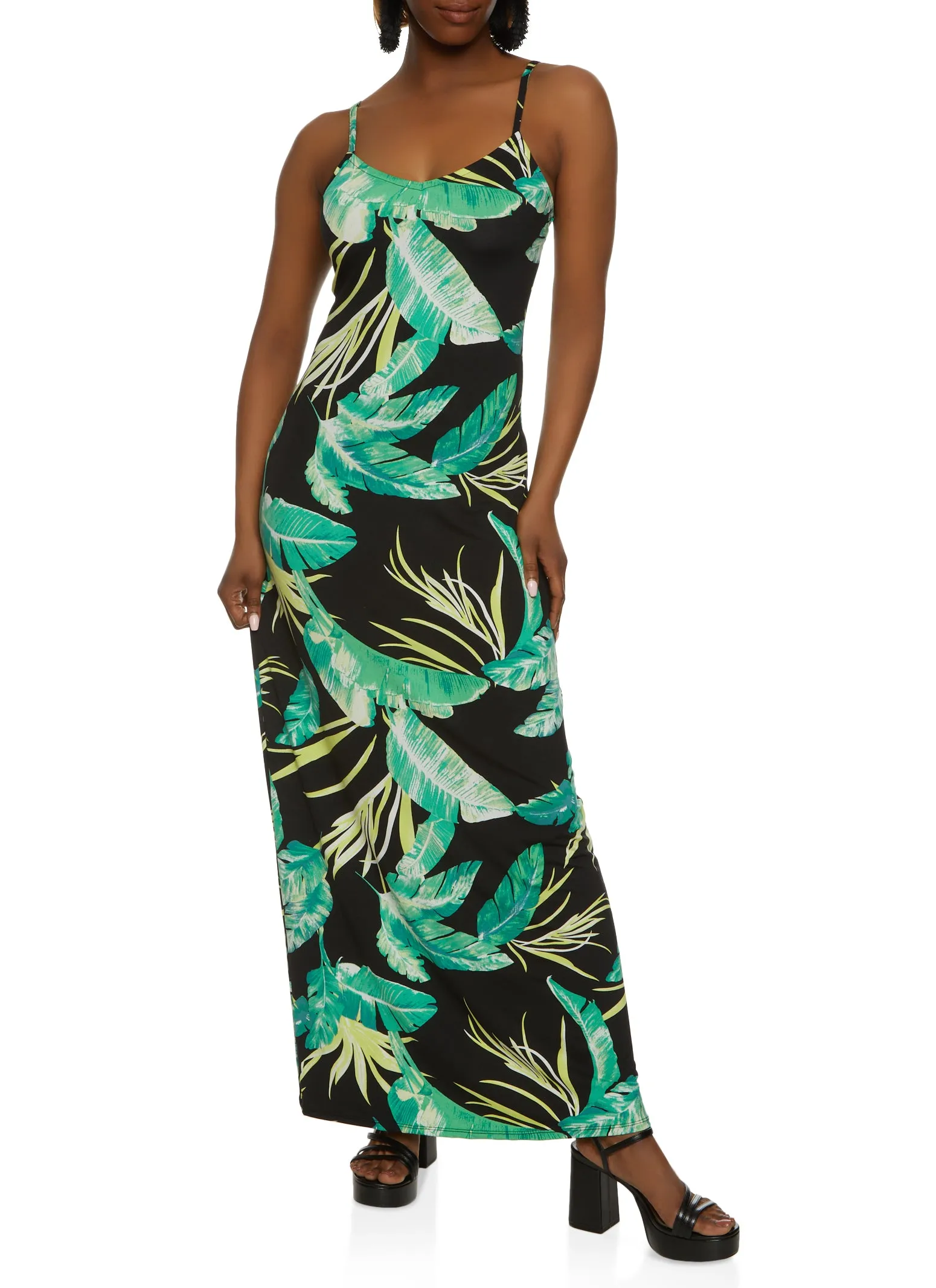 Haute Monde Tropical Palm Print Maxi Cami Dress sold by Rainbow product image thumbnail 2