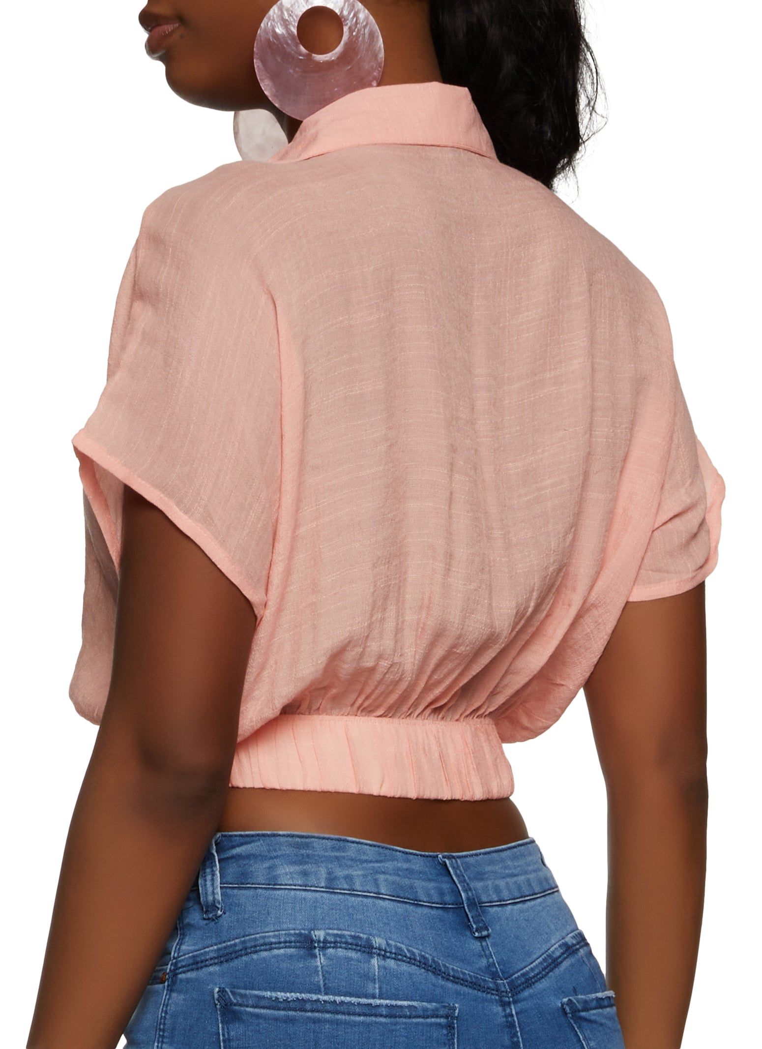 Elastic Waistband Cropped Shirt sold by Rainbow product image thumbnail 2